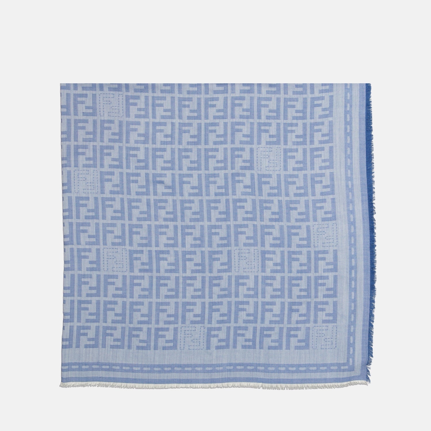 Fendi Logo Jacquard Scarf– Light Blue
