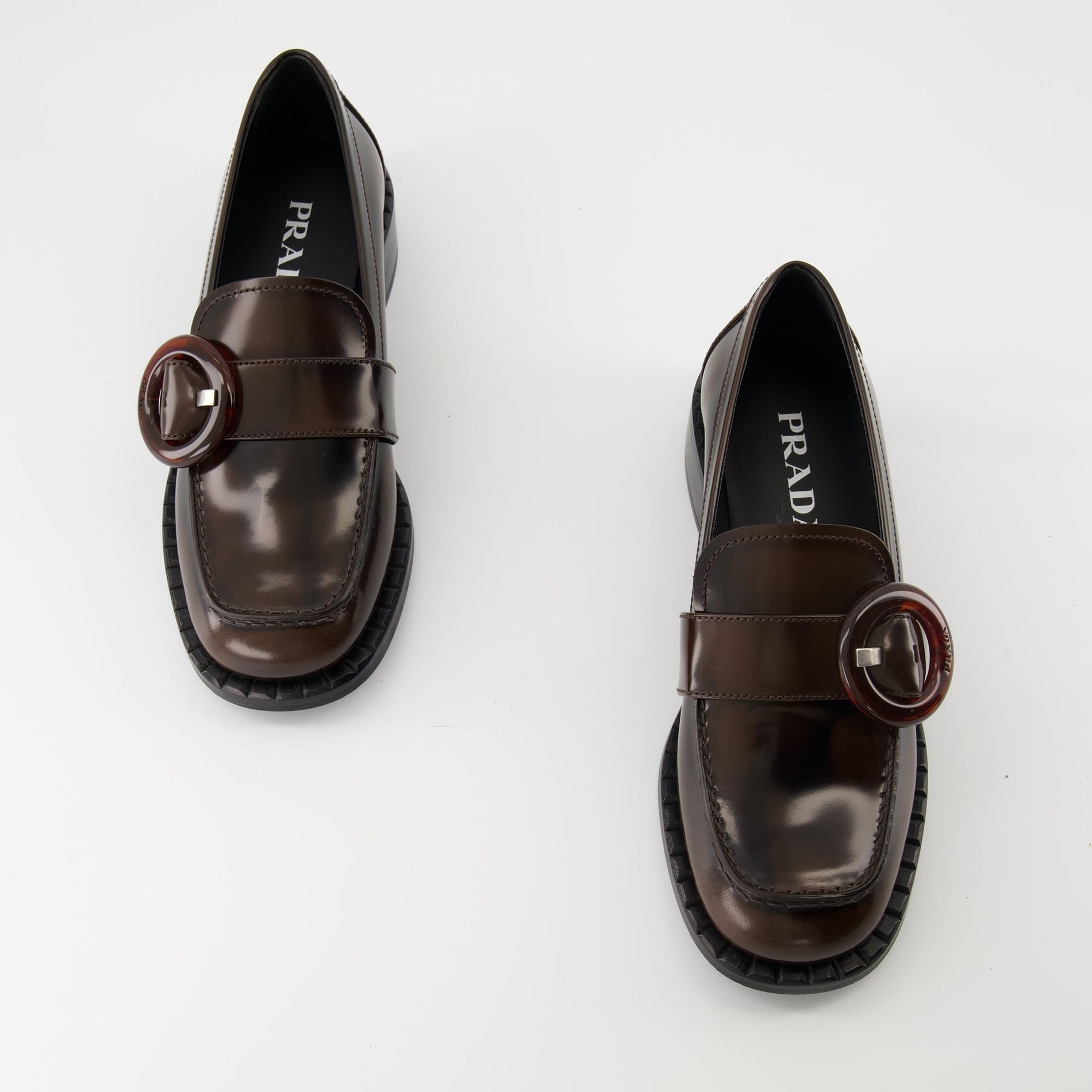 Prada Glossed Brown Loafers - image 6
