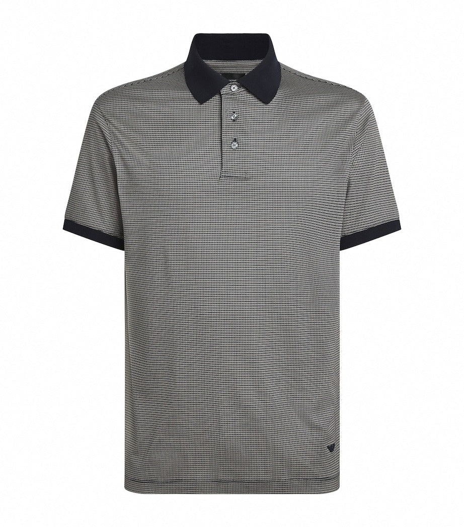 Emporio Armani Lyocell-Cotton Micro-Print Polo Shirt