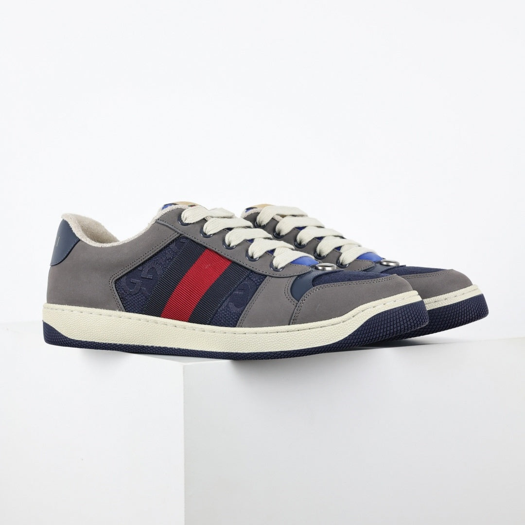 Gucci Screener Sneakers in Blue GG Canvas & Grey Suede - image 11