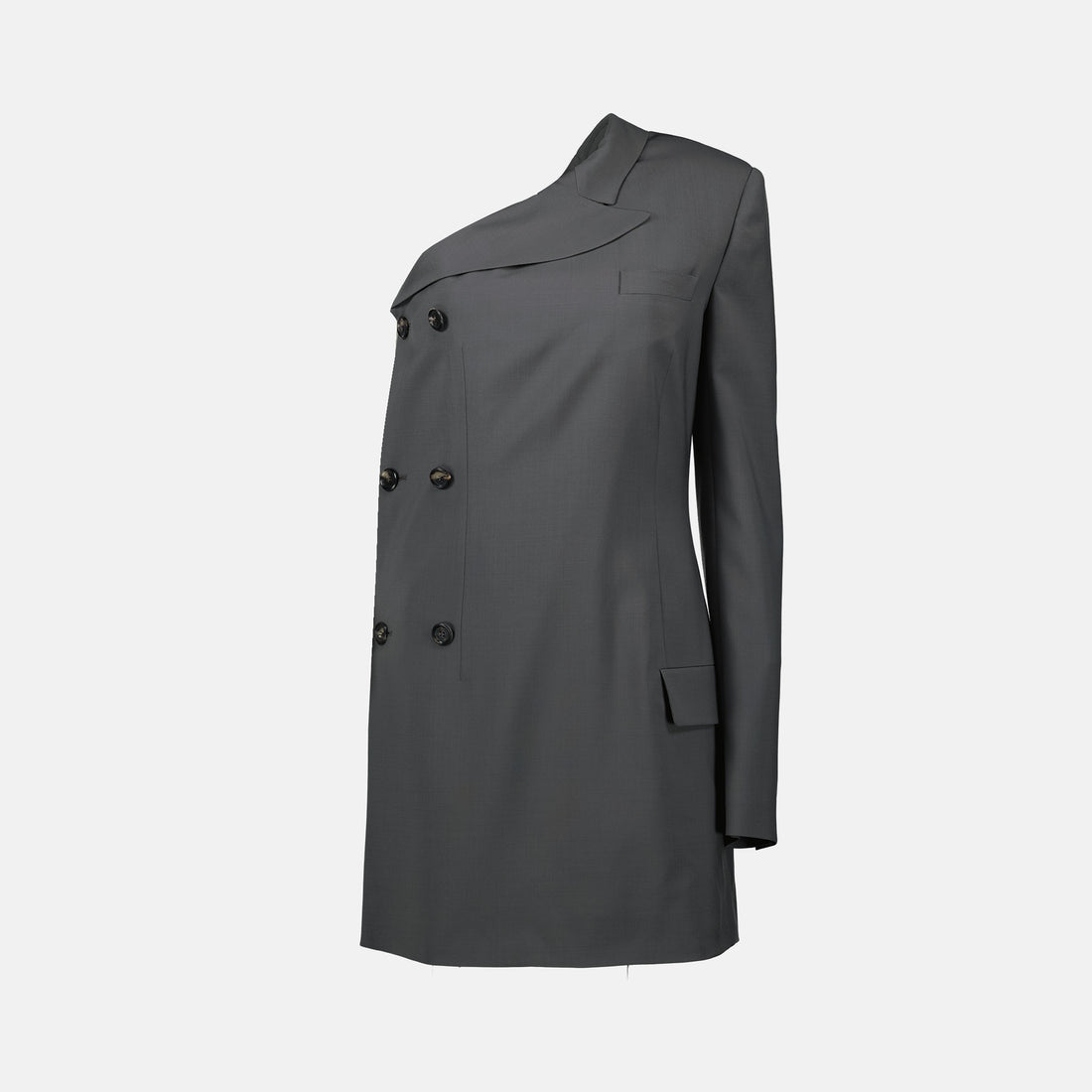 Asymmetric Double-Breasted Tailored Dress