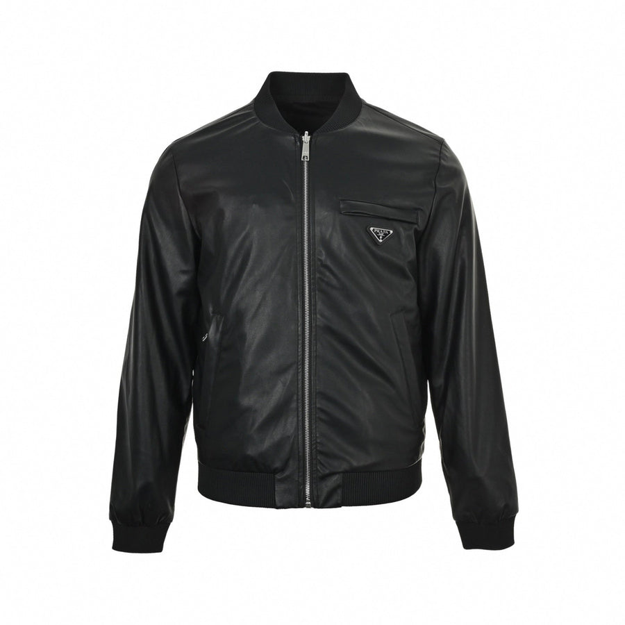 Prada Reversible Leather & Nylon Bomber Jacket