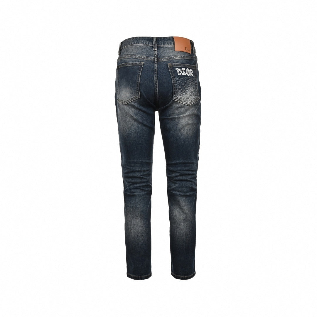 Dior Distressed Dark-Wash Slim-Fit Denim Jeans - image 2