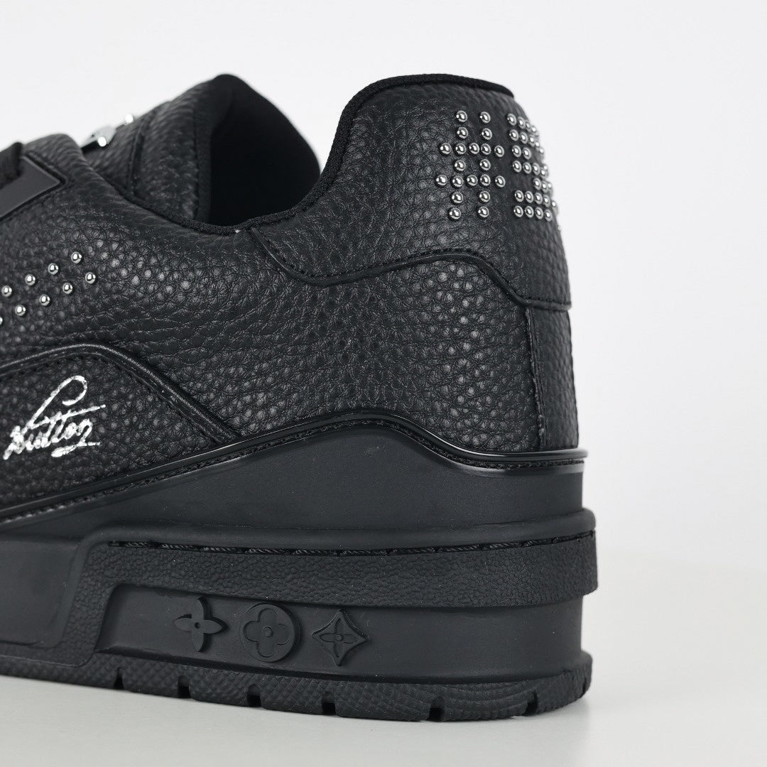 Louis Vuitton LV Black Leather Studded Low-Top Sneakers - image 5