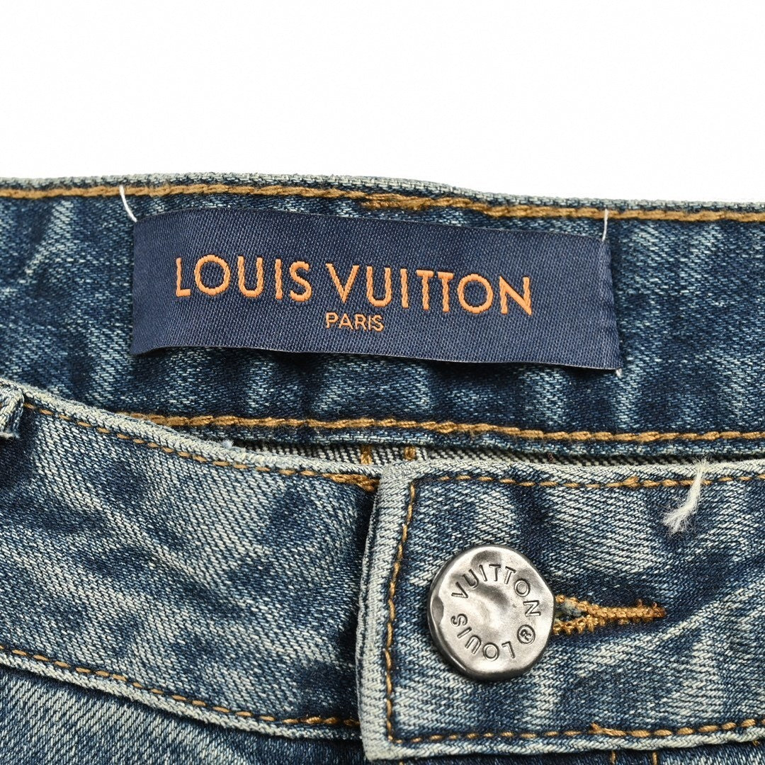 Louis Vuitton Slim-Fit Washed Denim Jeans with Embroidered Back Detail - image 6