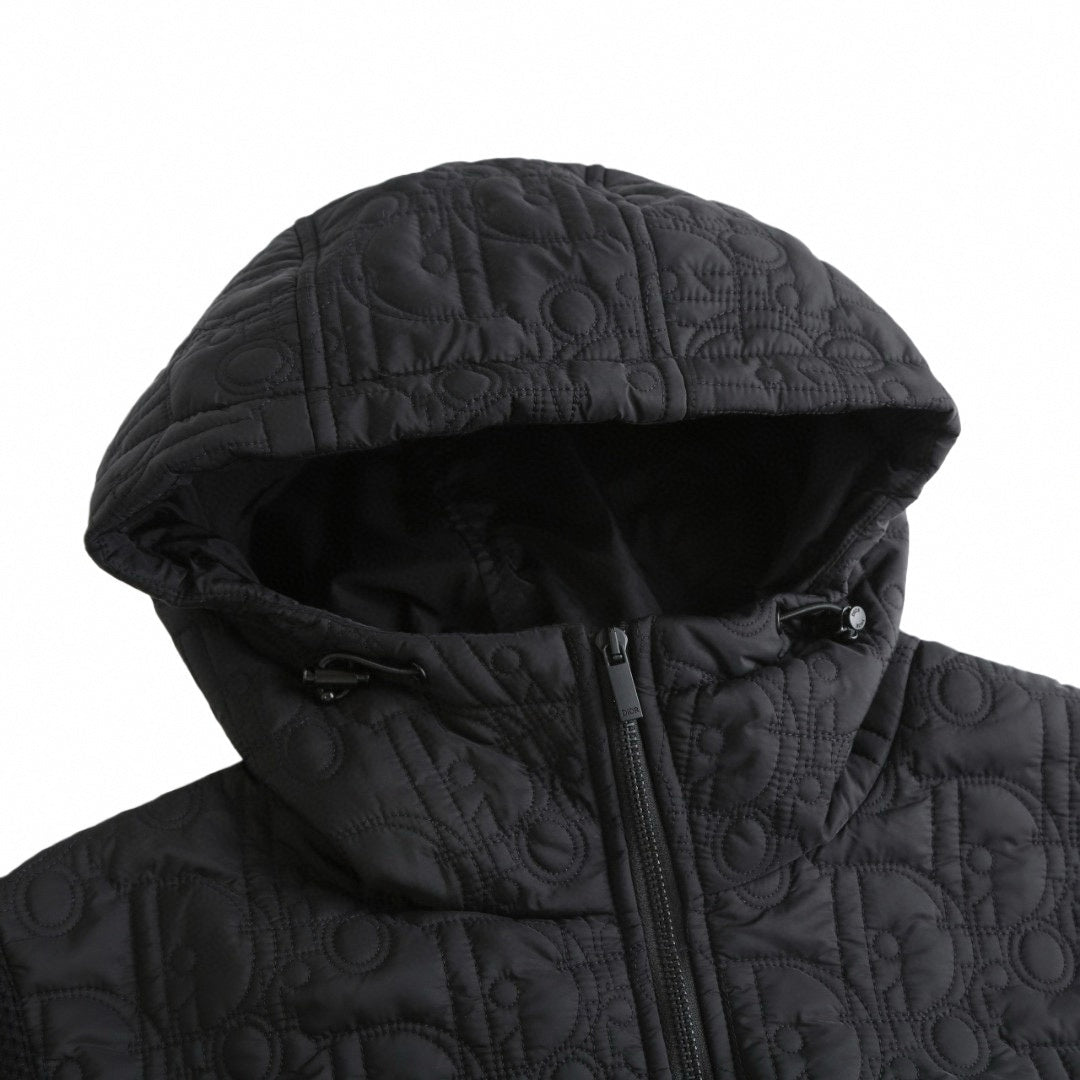 Dior Black Quilted Wool Hooded Zip Jacket - image 3