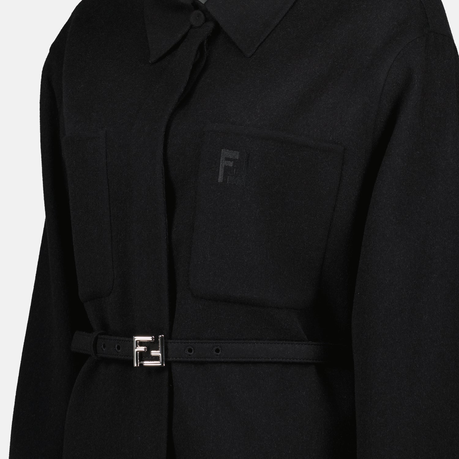 Fendi Black Belted Overshirt Jacket - image 3