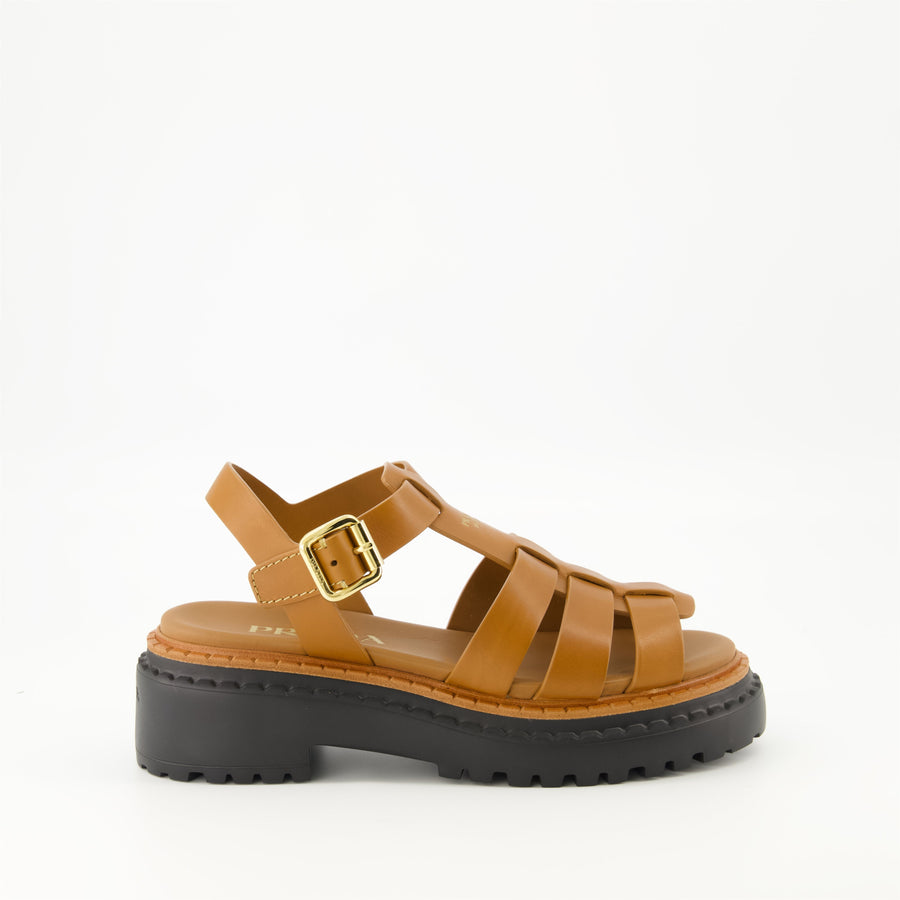 Prada Leather Platform Sandals