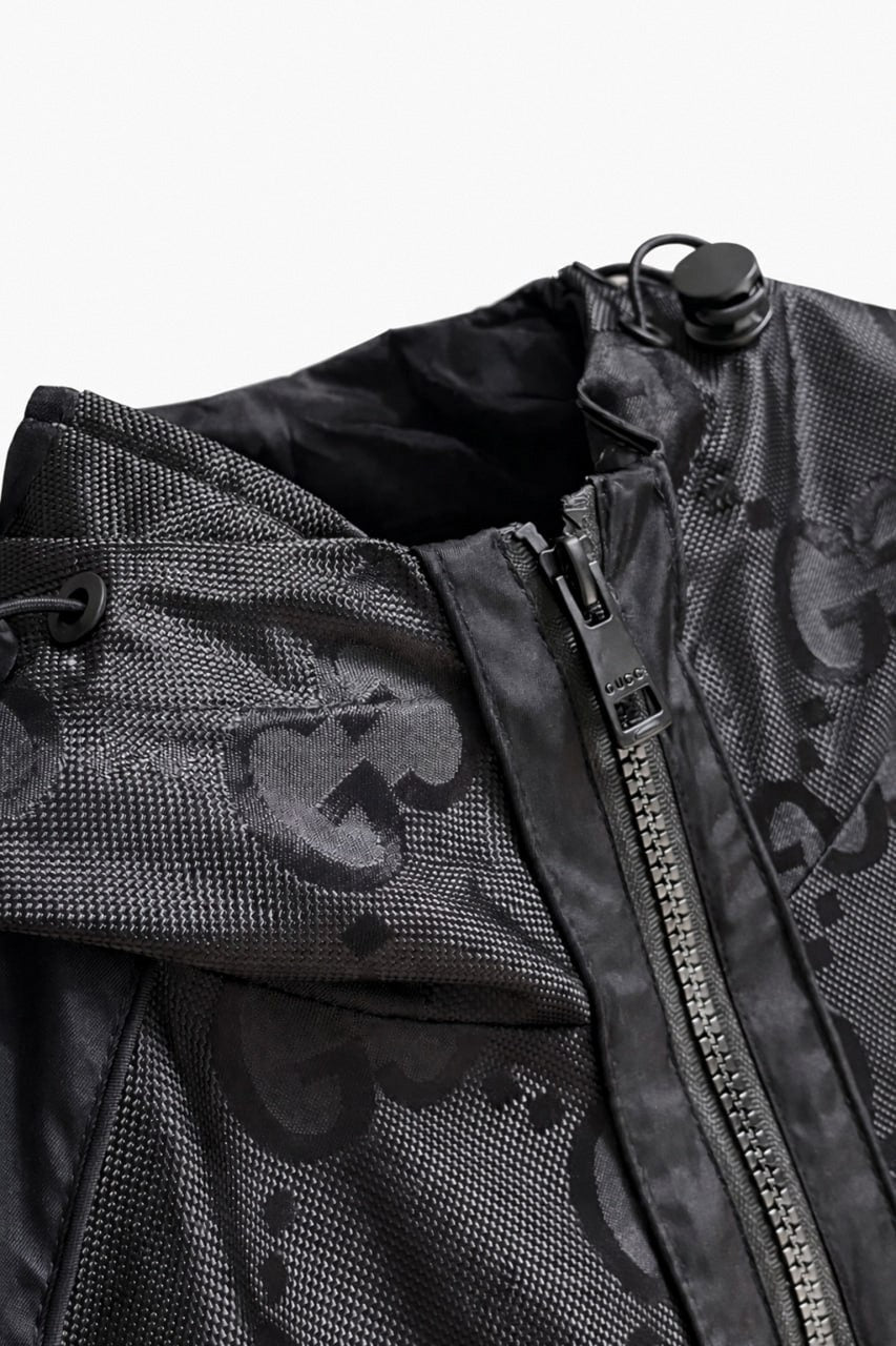 Gucci GG Jacquard Hooded Windbreaker Jacket with Web Stripe Sleeves – Black - image 5