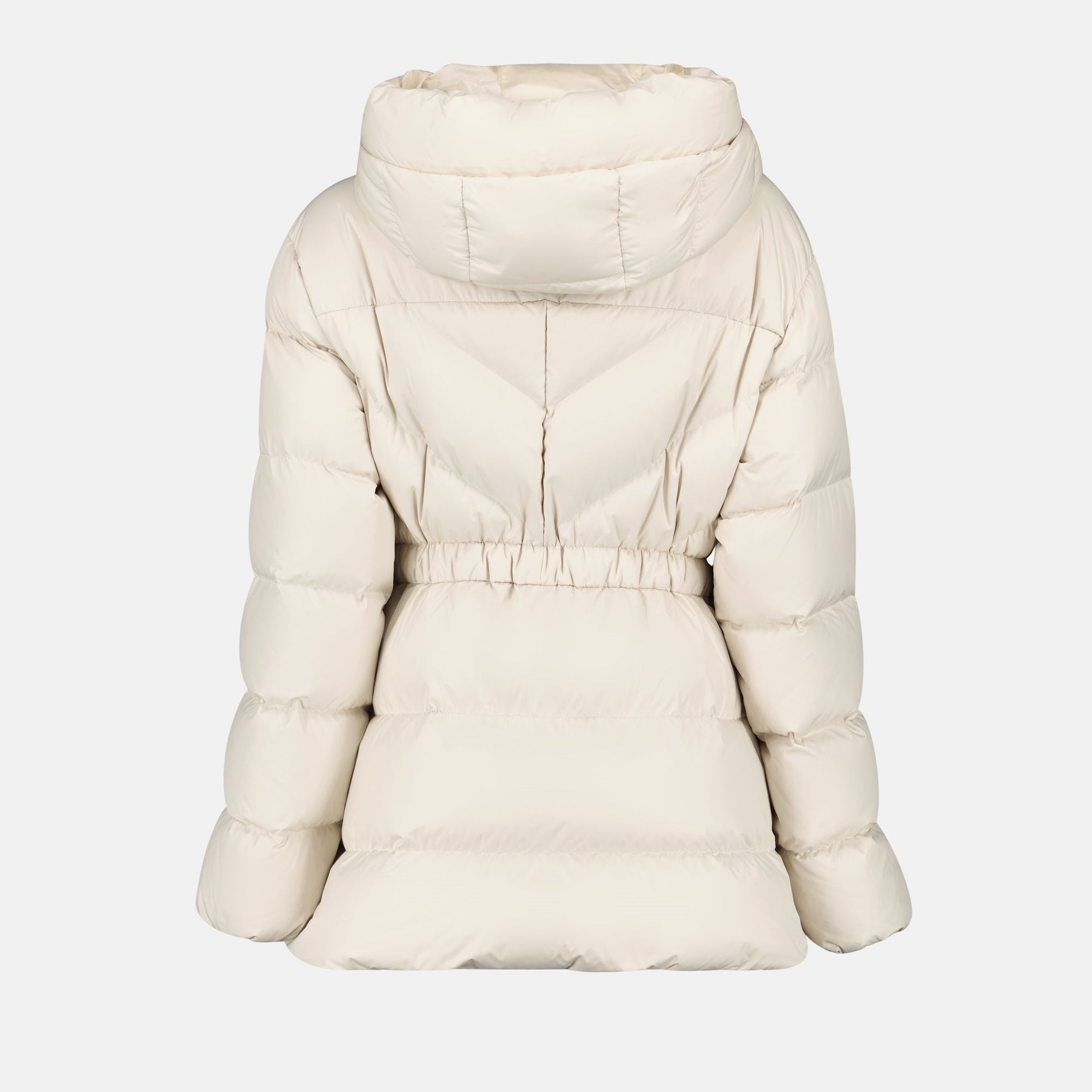 Moncler Cream Belted Hooded Puffer Jacket - image 2