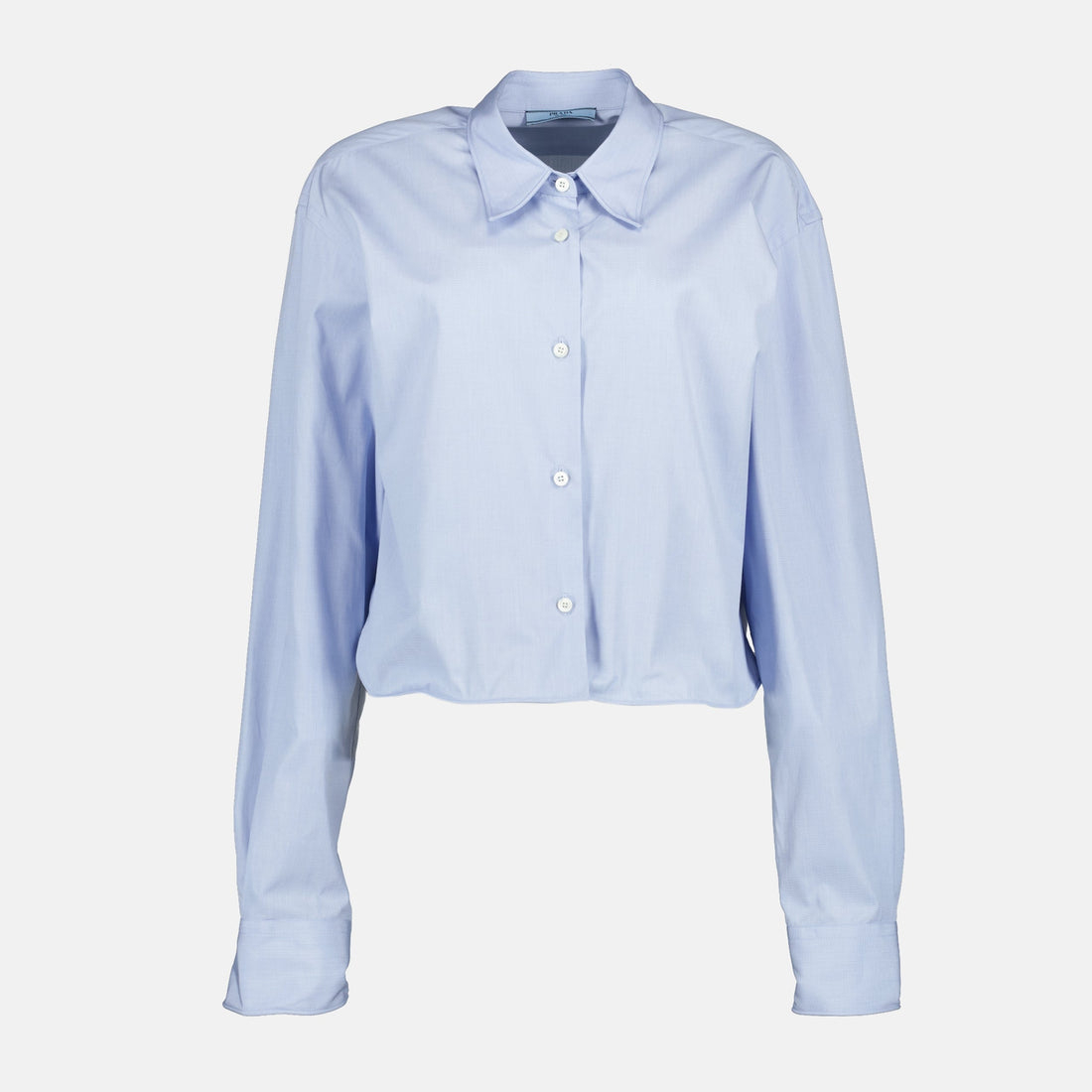 Light Blue Cropped Button Shirt