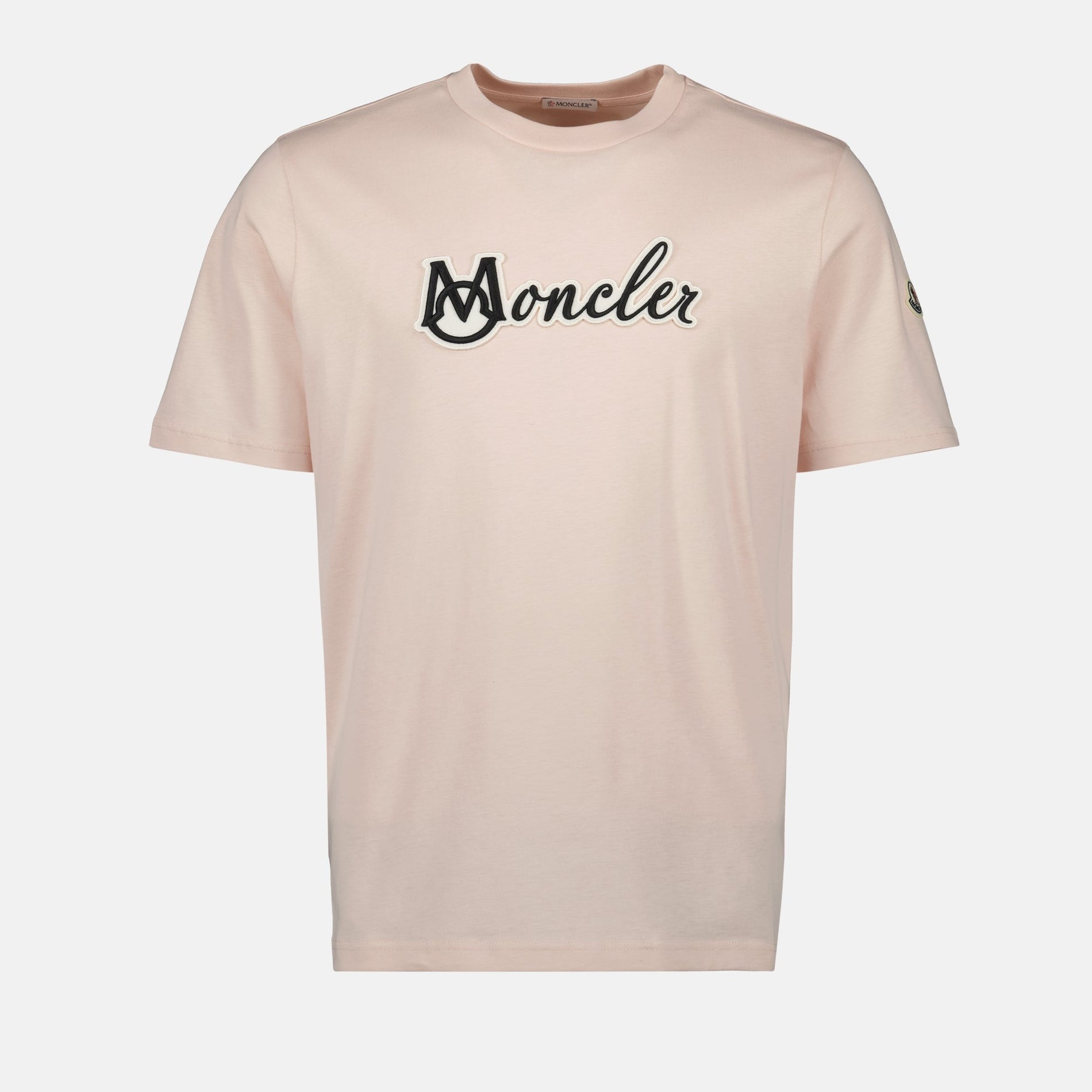 Moncler Light Pink Embroidered Logo T-Shirt