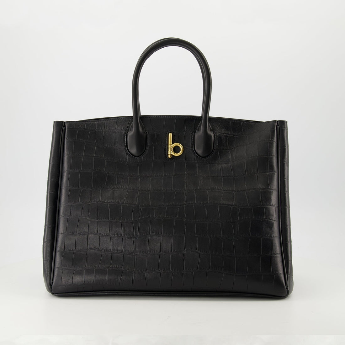 Croc-Embossed Leather Tote Bag