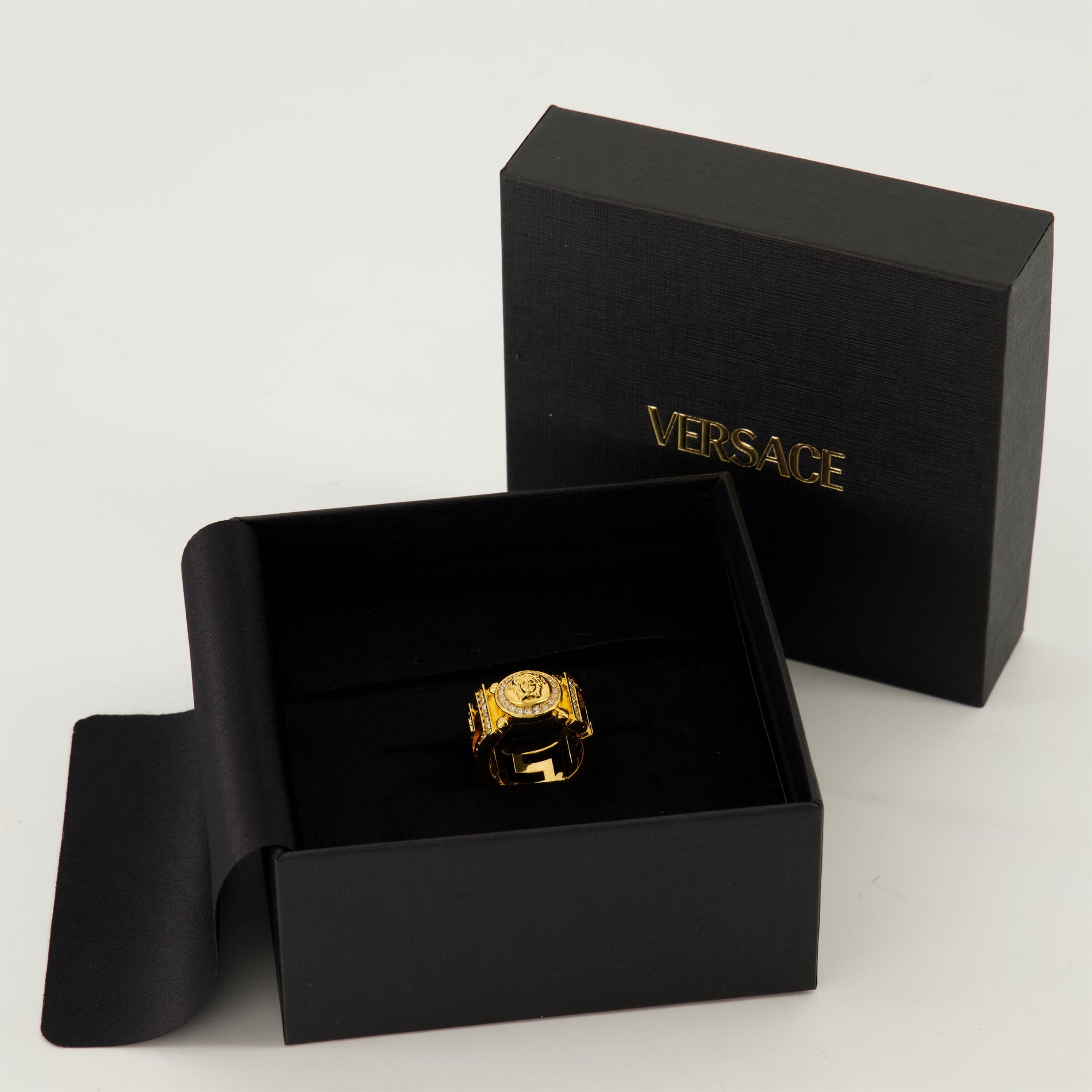 Versace Medusa Crystal Embellished Ring - image 3