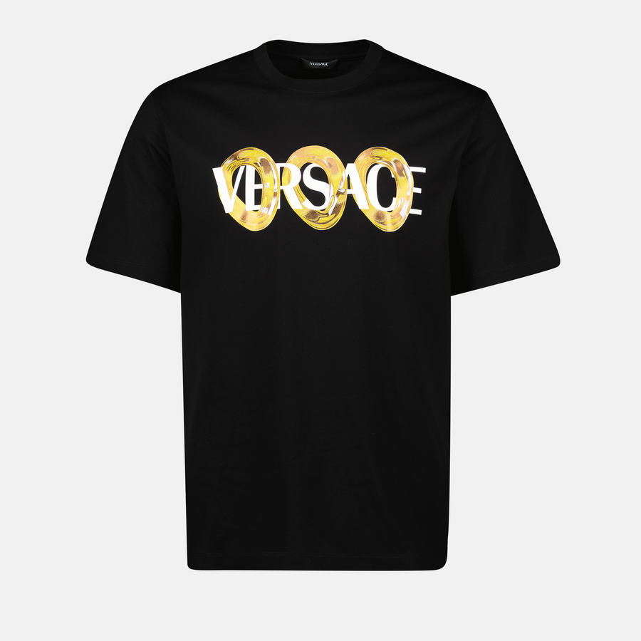 Versace Black Maxi Chain Logo T-Shirt