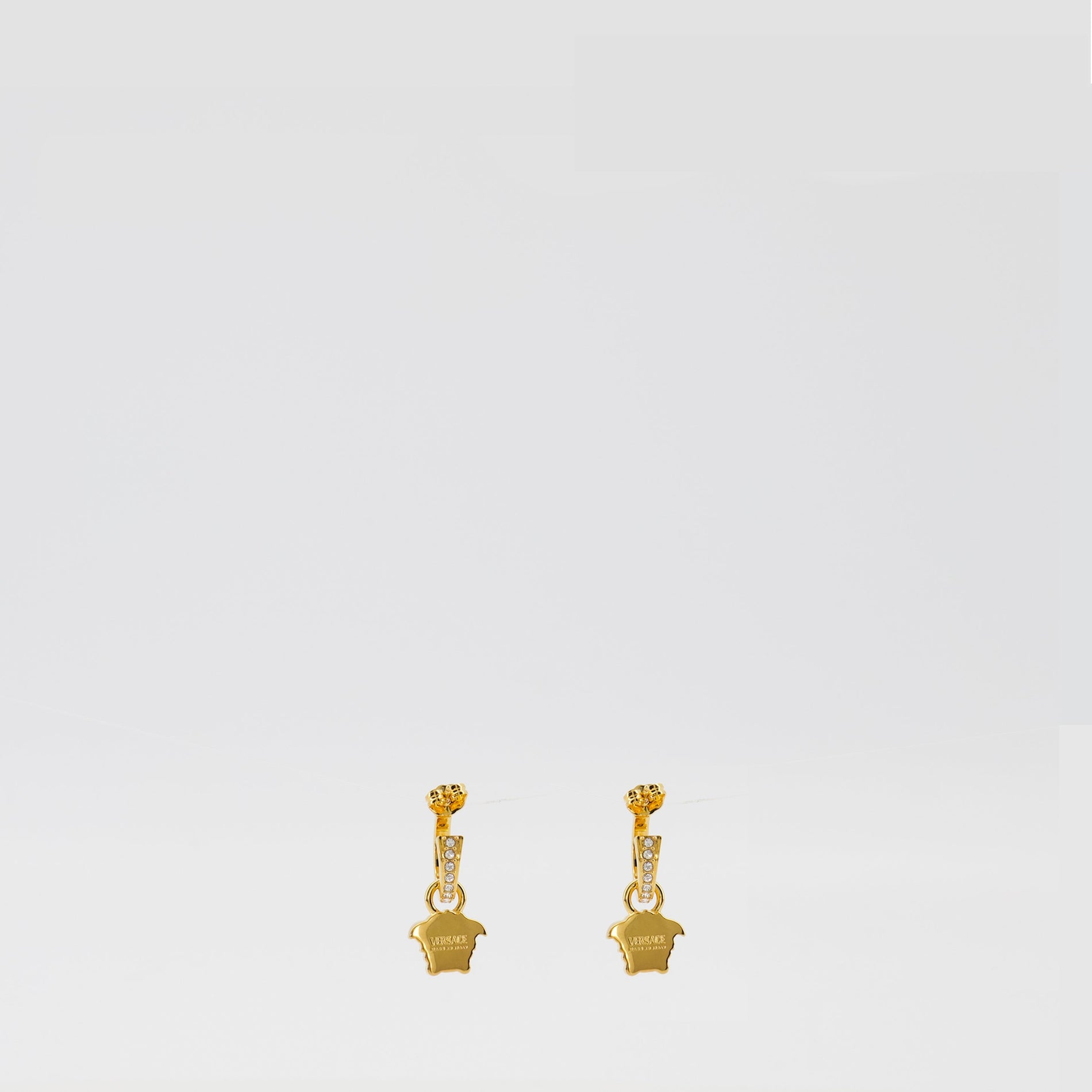 Versace Medusa Drop Earrings with Crystal Bar - image 2