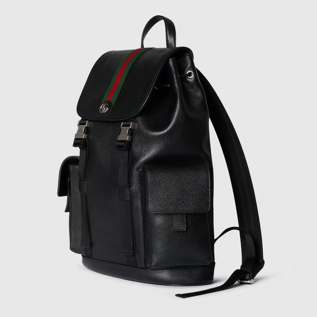 Gucci Black Leather Flap Backpack - image 2
