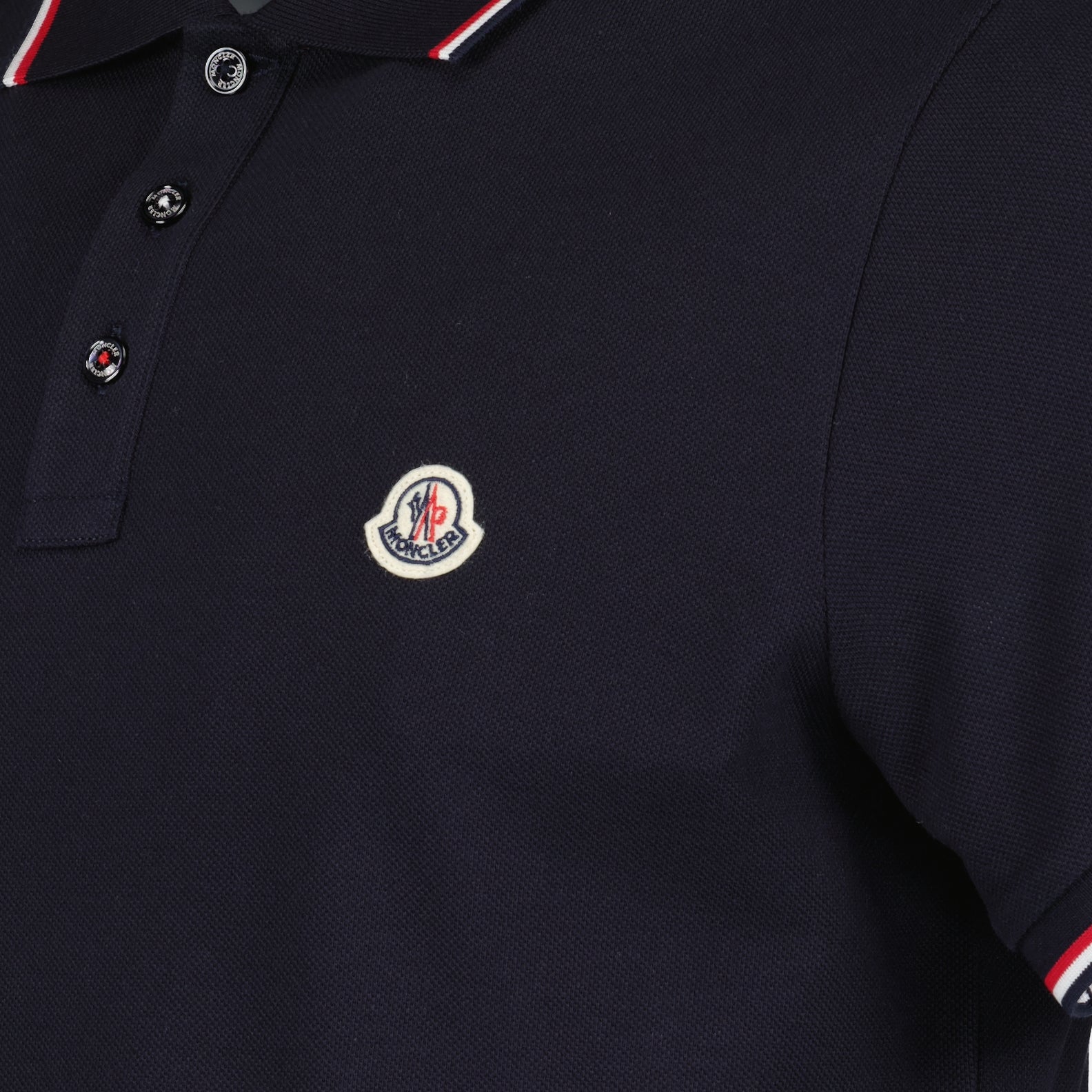 Moncler Navy Polo Shirt with Tricolour Trim - image 5