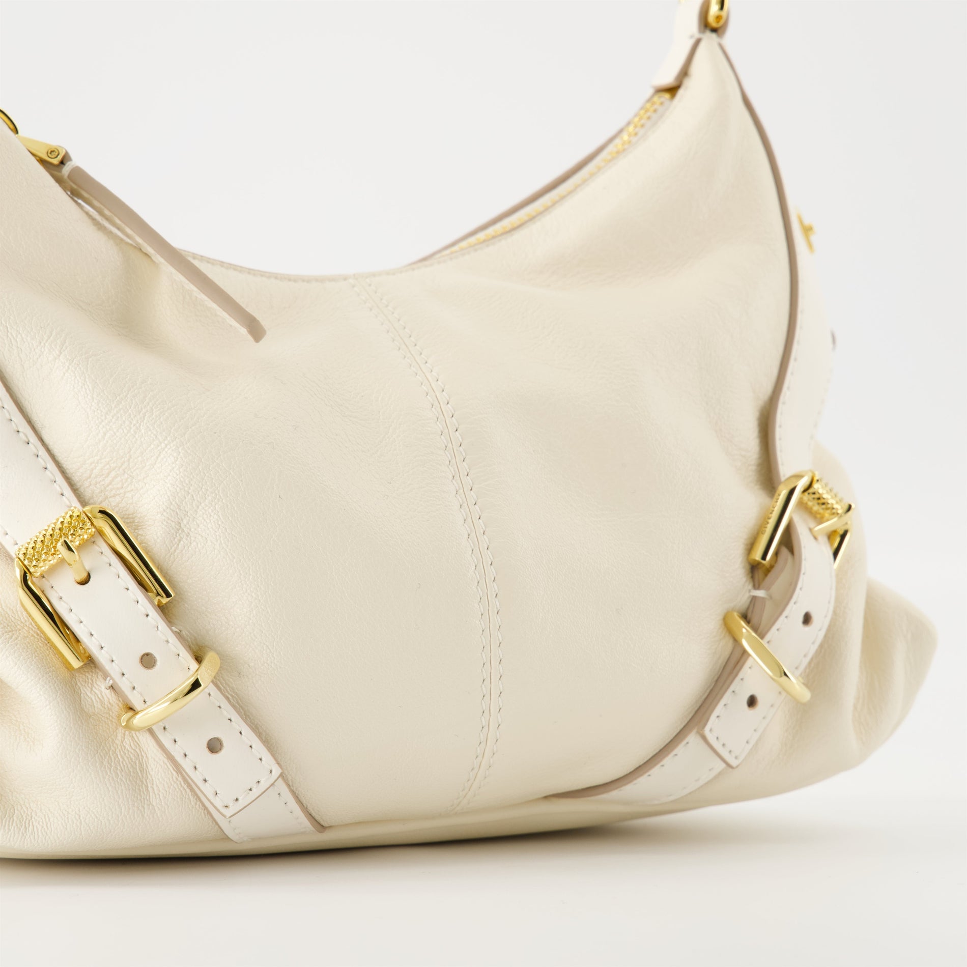 Givenchy Cream Leather Buckle Detail Mini Shoulder Bag - image 3