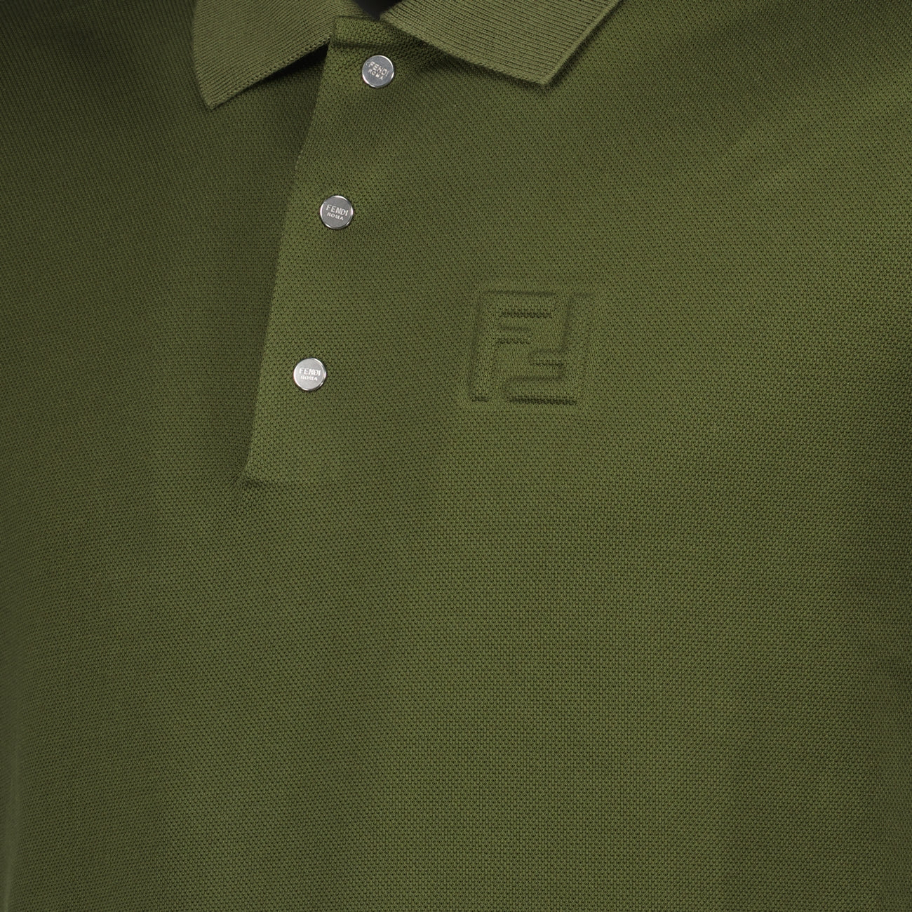 Fendi Fendi Olive Green Polo Shirt with Tonal FF Logo - image 3