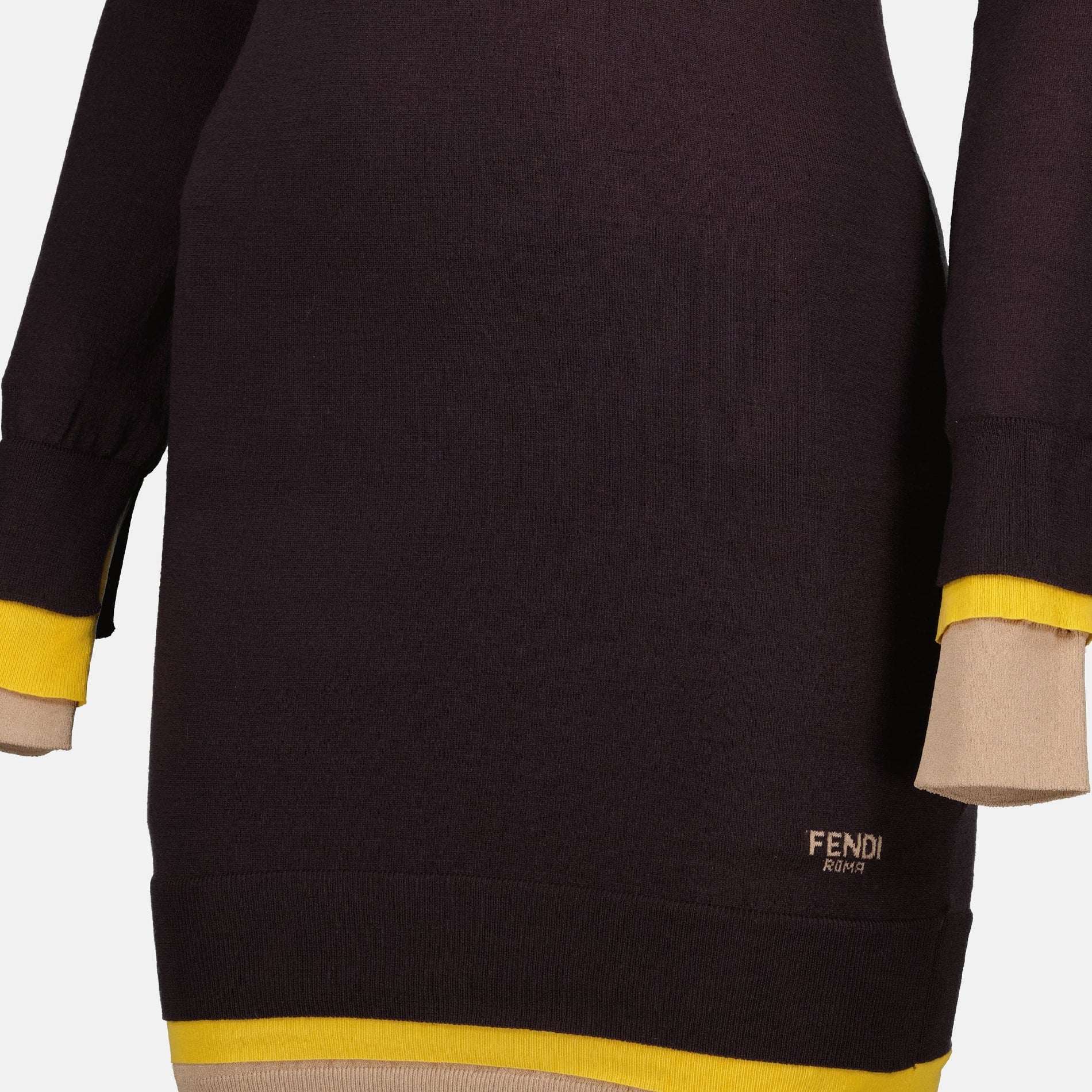Fendi Layered Trim Turtleneck Knit Dress - image 2