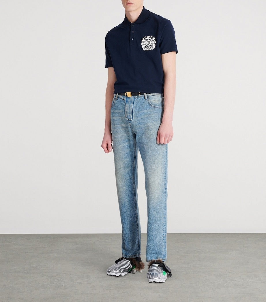 Balmain Crest Cotton Polo Shirt - image 6