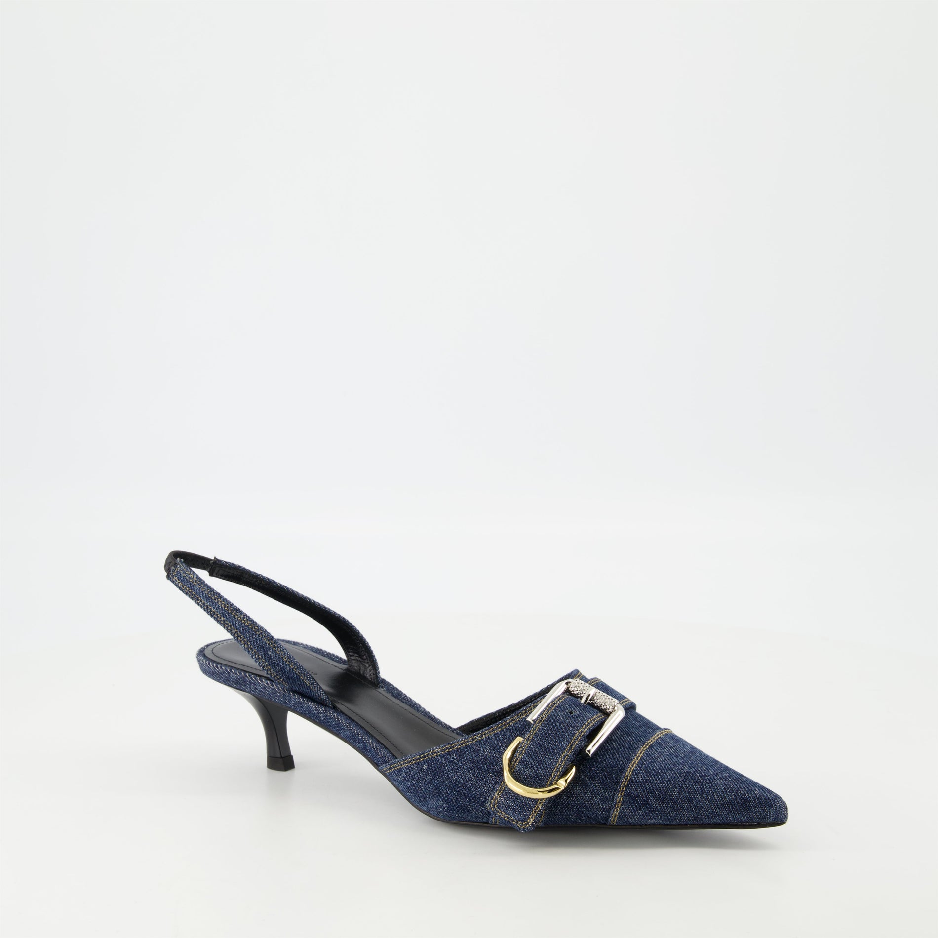Givenchy Denim Buckle Slingback Kitten Heels - image 2