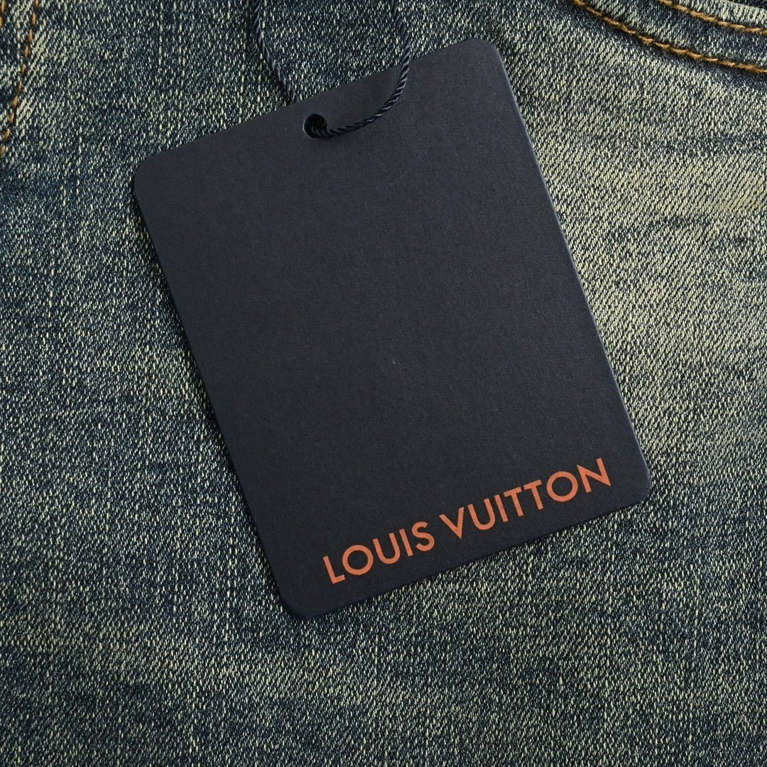 Louis Vuitton Faded Monogram Detail Slim-Fit Denim Jeans - image 7
