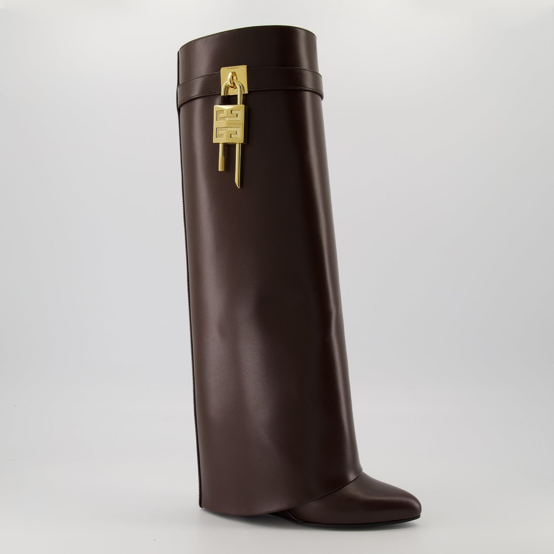 Givenchy Shark Lock Brown Knee-High Wedge Boots - image 2