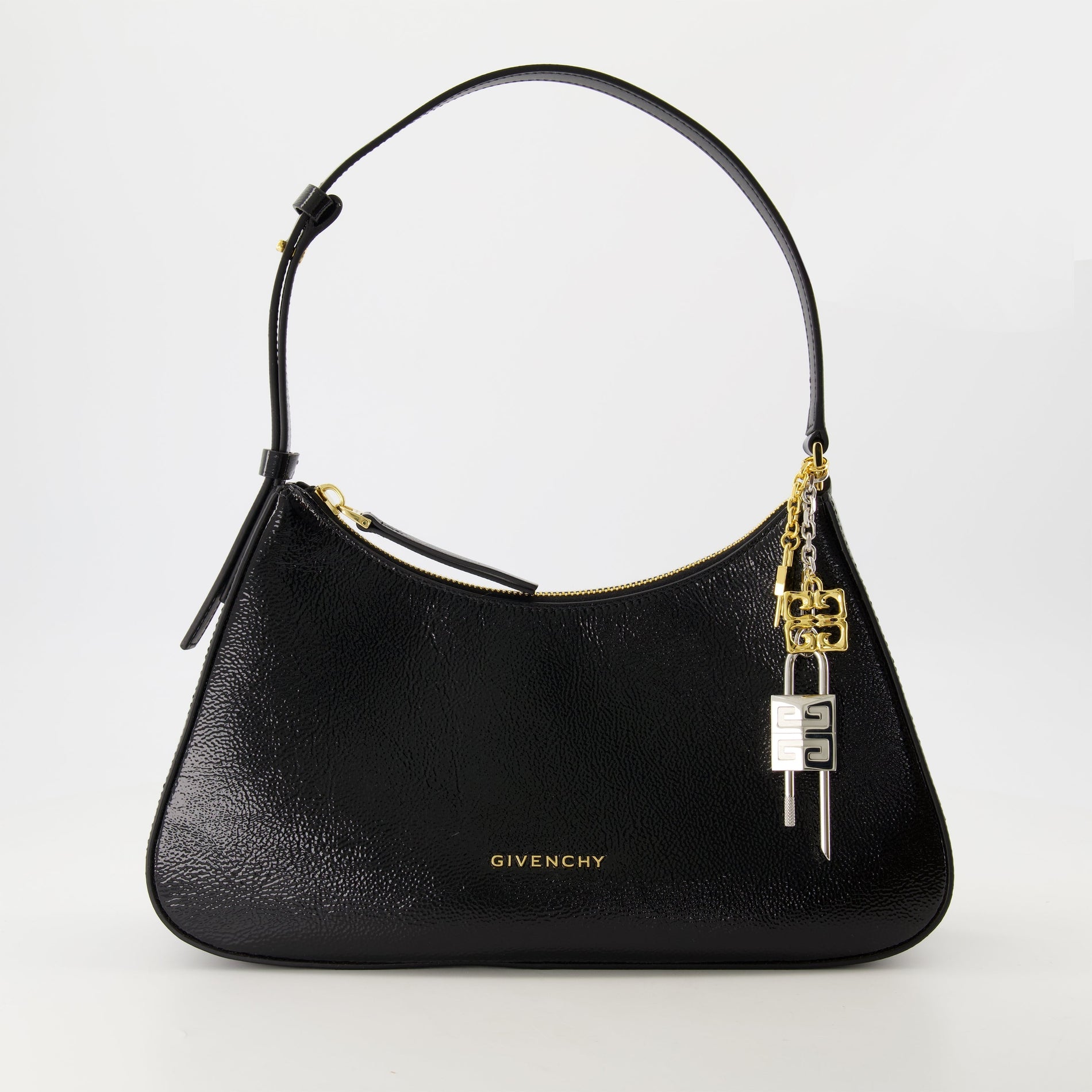 Givenchy Black Patent Leather Mini Shoulder Bag with 4G Charms