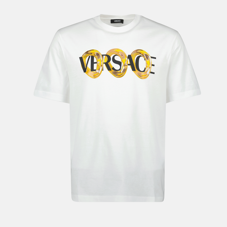 Versace White Maxi Chain Logo T-Shirt