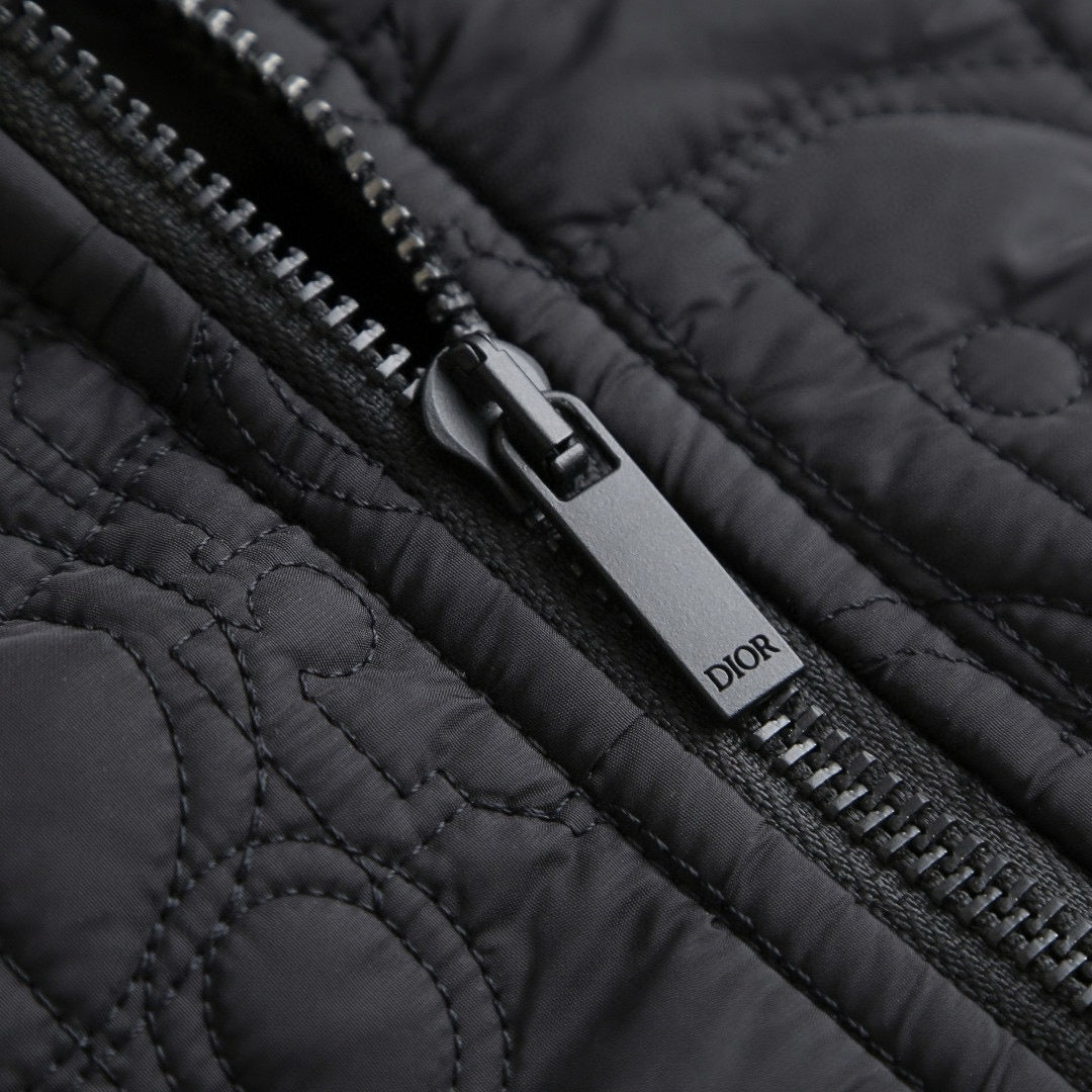 Dior Black Quilted Wool Hooded Zip Jacket - image 4