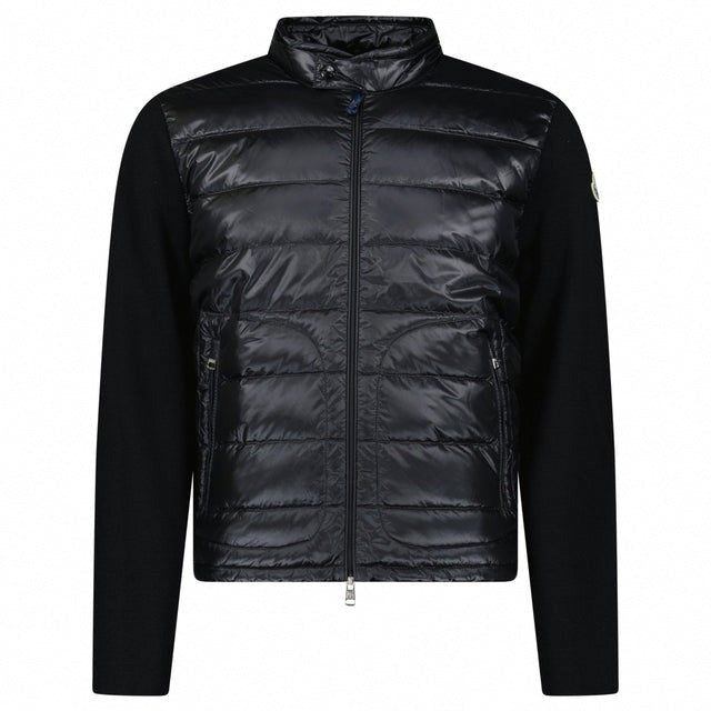 Padded Wool Zip-Up Cardigan - Black