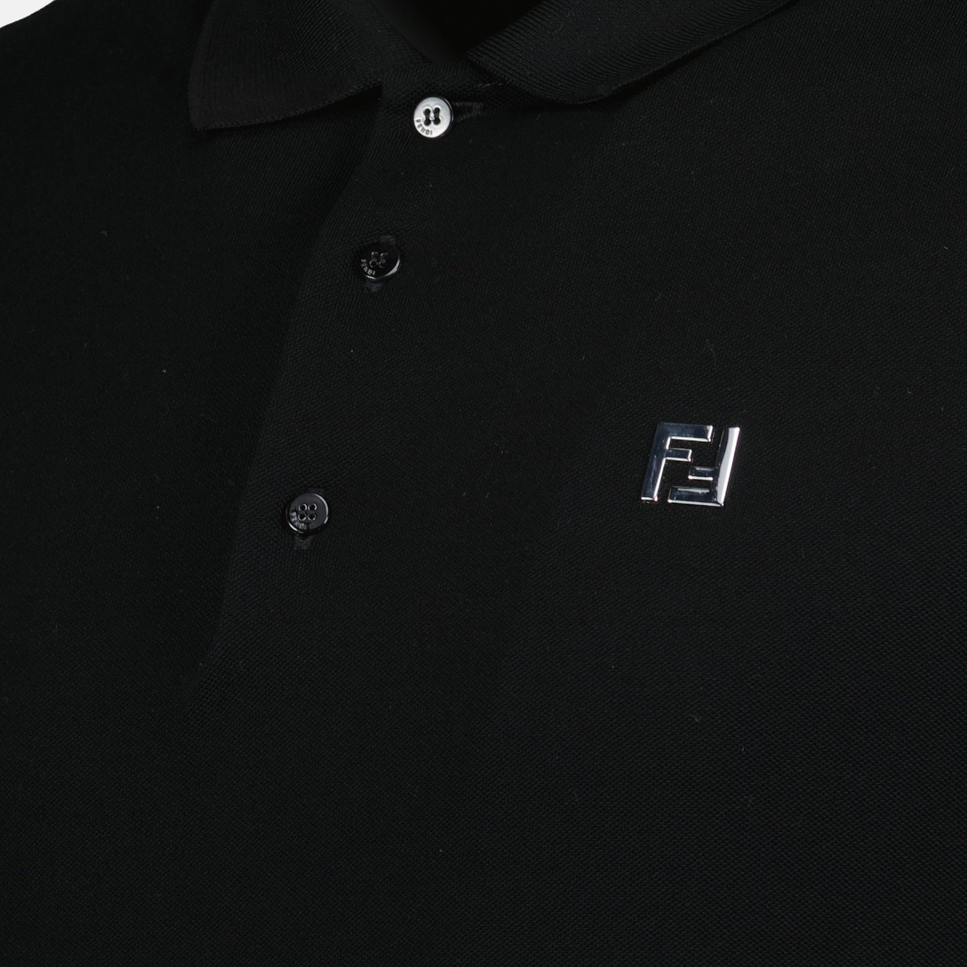 Fendi Fendi Black Polo Shirt with FF Logo Detail - image 3