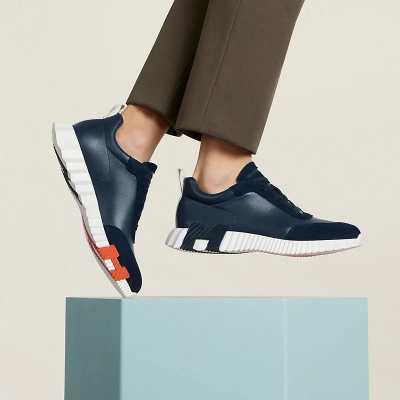 Hermes Bounce Sneaker – Navy Blue Calfskin & Technical Knit - image 5