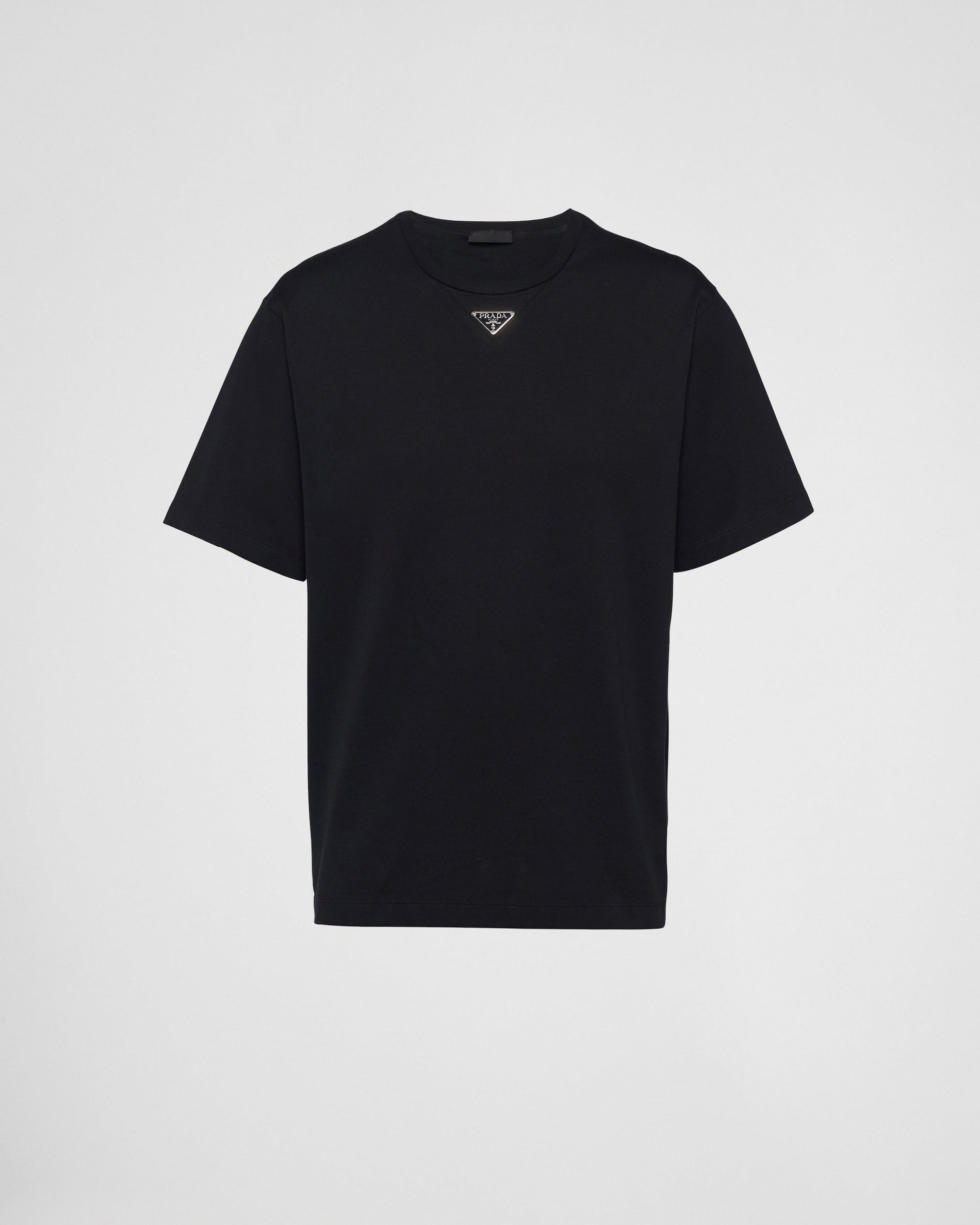 Prada Black Minimalist T-Shirt with Signature Triangle Logo - image 4