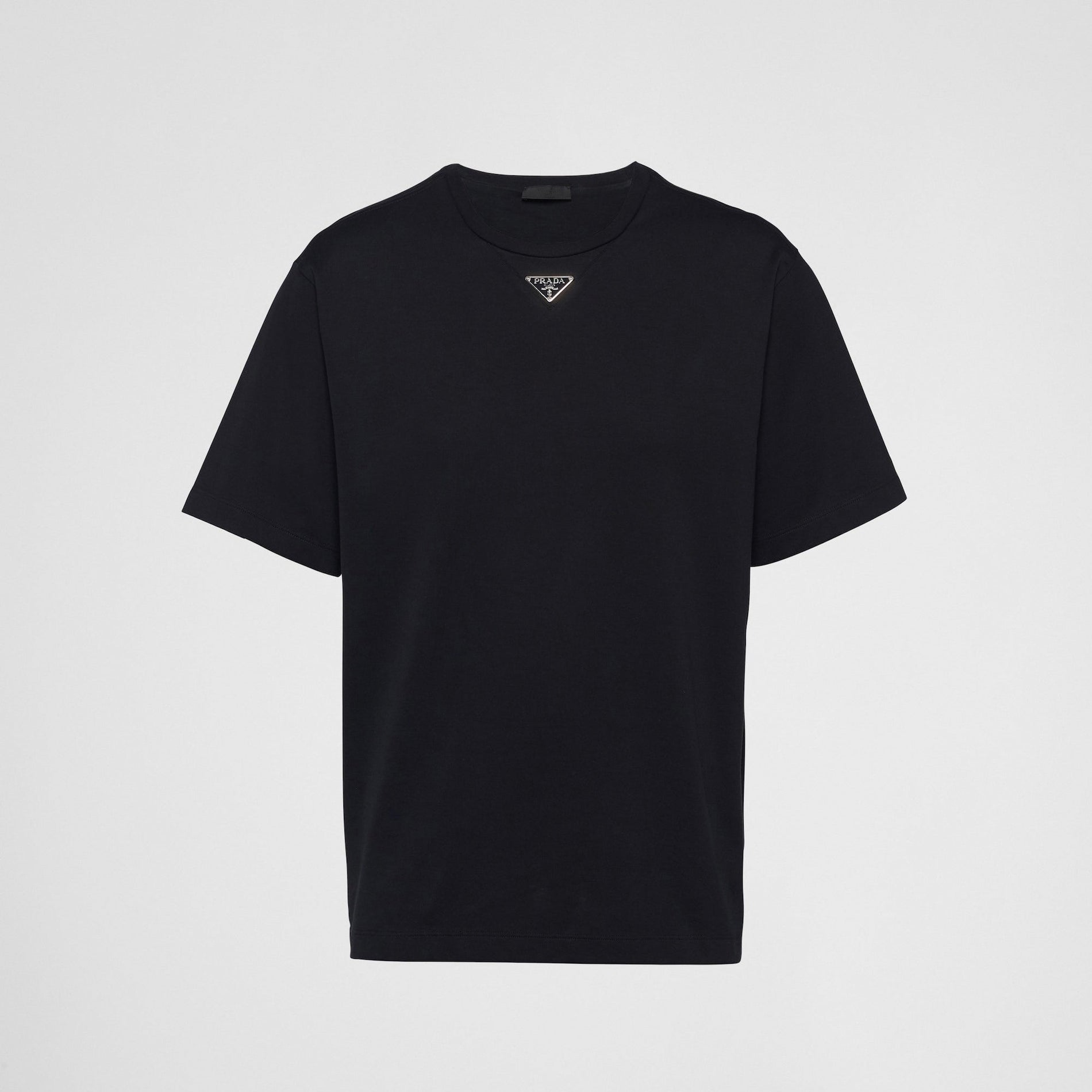 Prada Black Minimalist T-Shirt with Signature Triangle Logo
