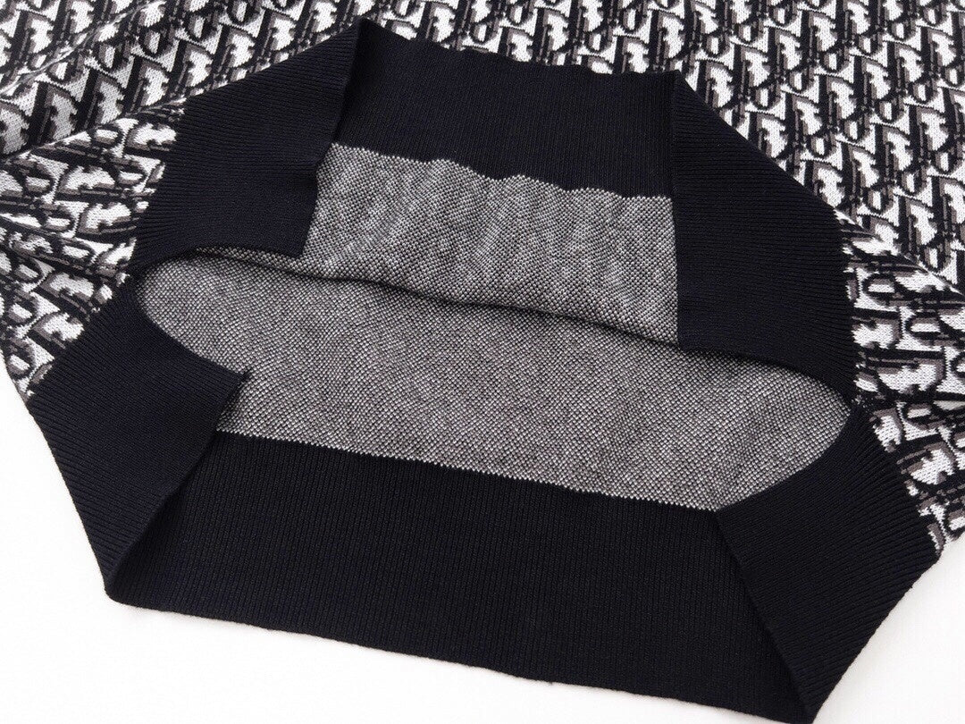 Dior Oblique Wool Knit Polo Shirt – Black & Grey - image 8