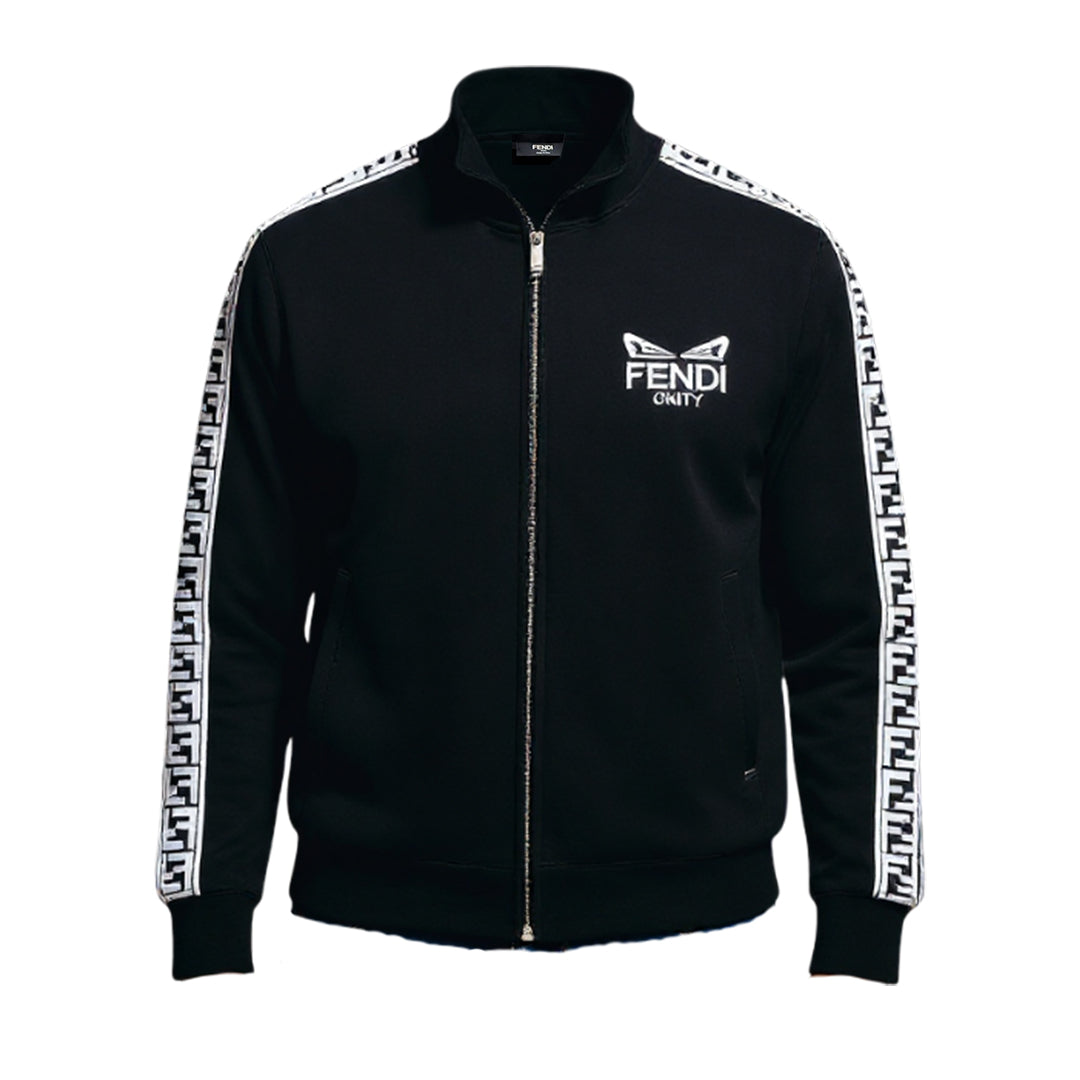 Forever Men’s Premium Black Track Jacket – Athletic Fit with Designer Sleeve Detail - image 4