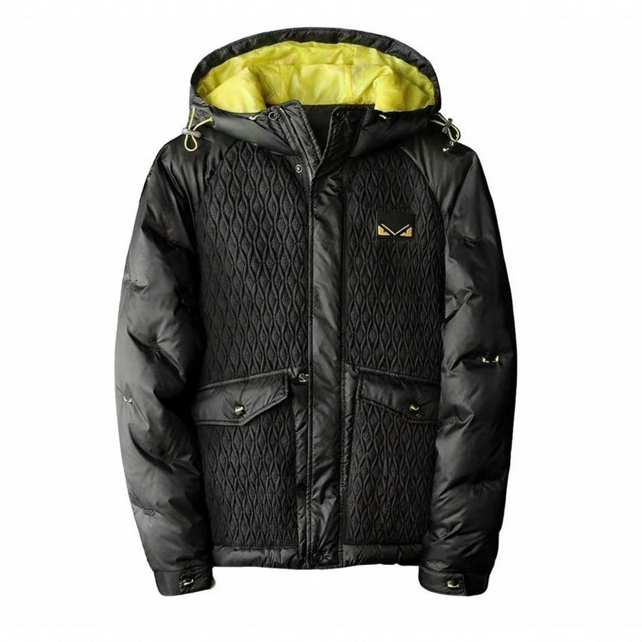 Fendi Hooded Puffer Jacket – Geometric Quilt & Monster Patch