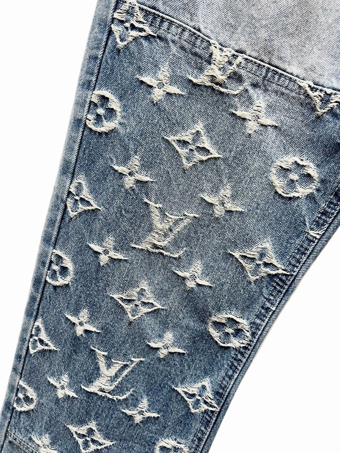 Louis Vuitton Light Blue Monogram Embroidered Denim Jeans - image 5