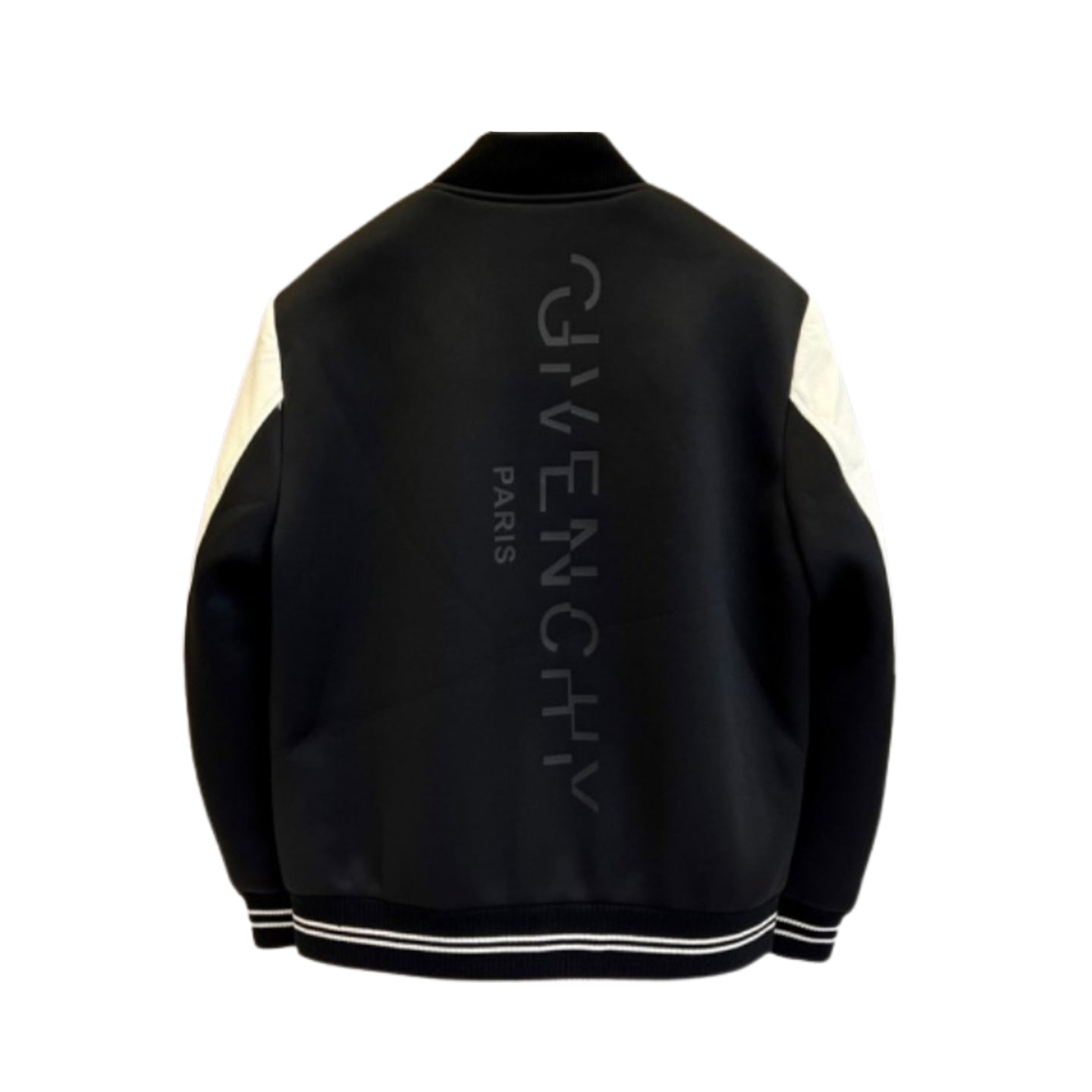 Givenchy Black & Off-White Varsity Jacket — Leather Sleeves - image 2