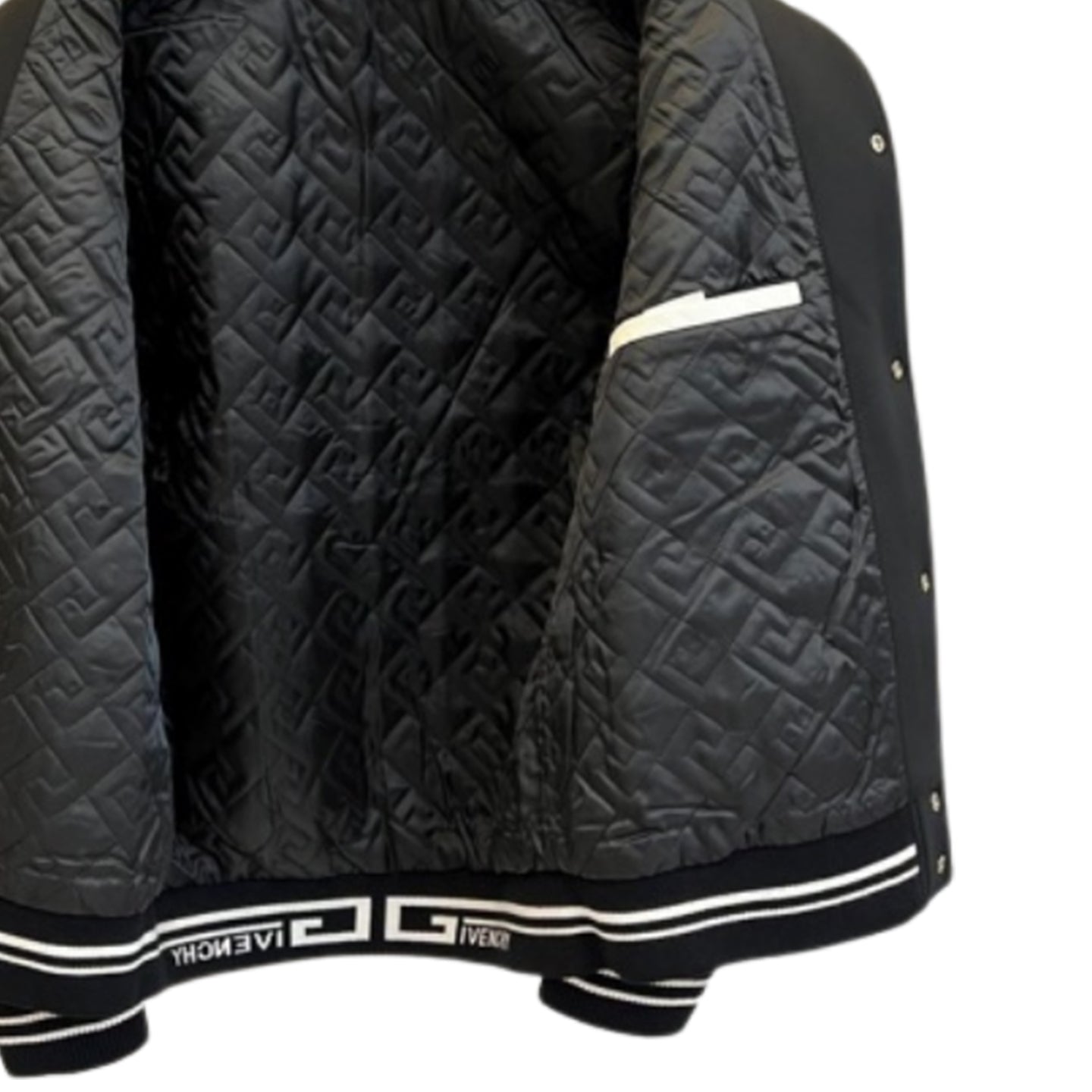 Givenchy Black & Off-White Varsity Jacket — Leather Sleeves - image 3