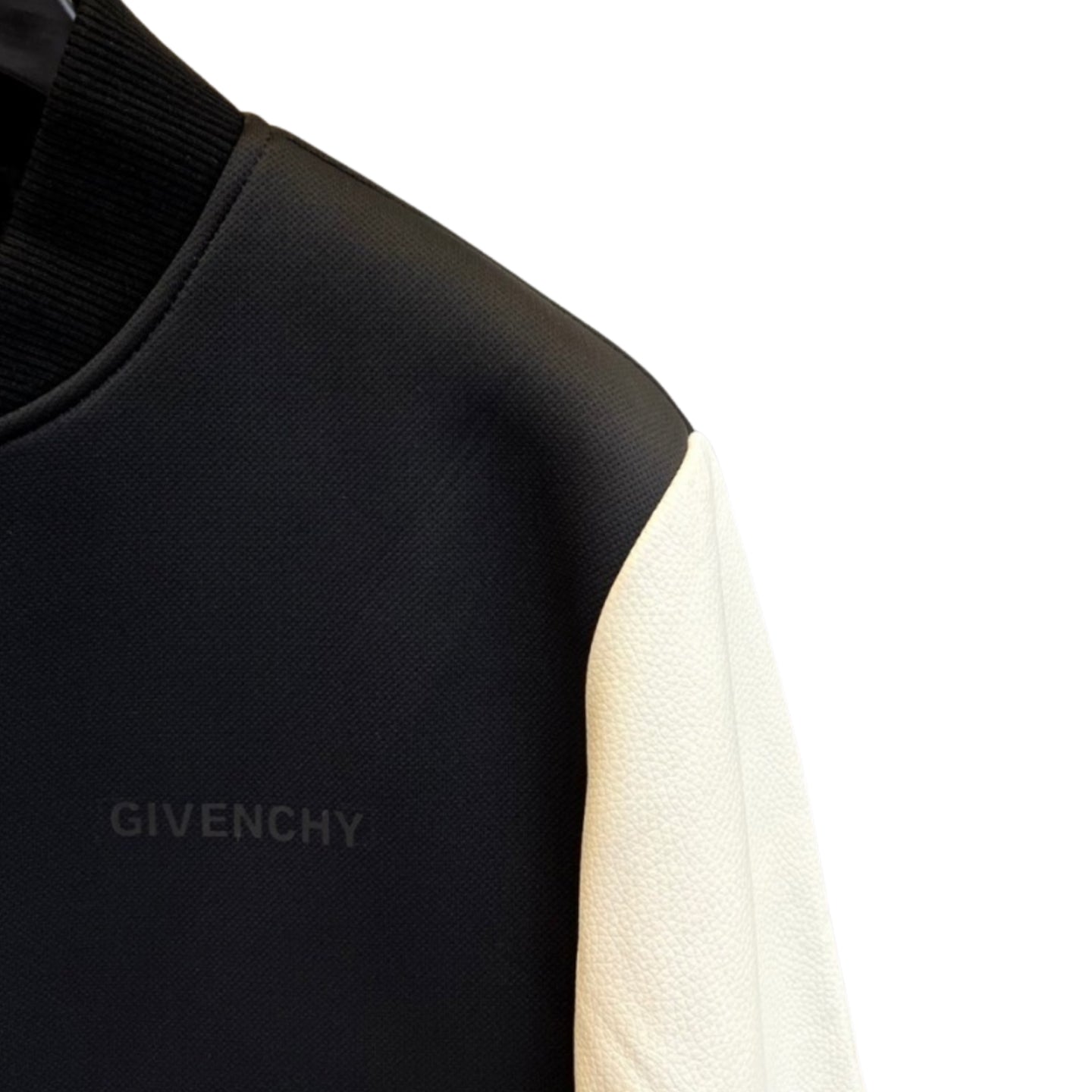 Givenchy Black & Off-White Varsity Jacket — Leather Sleeves - image 4