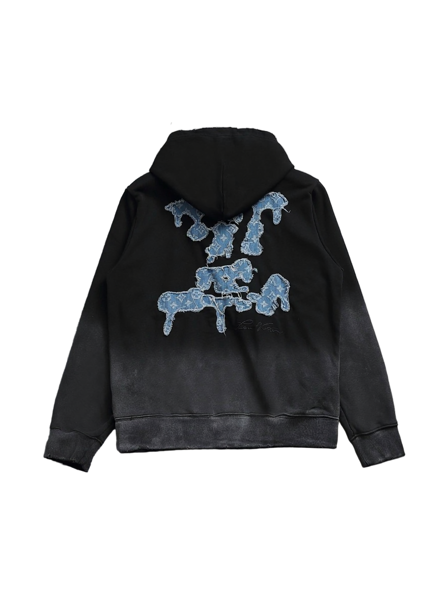 Louis Vuitton Black Gradient Hoodie with Blue LV Patch - image 3