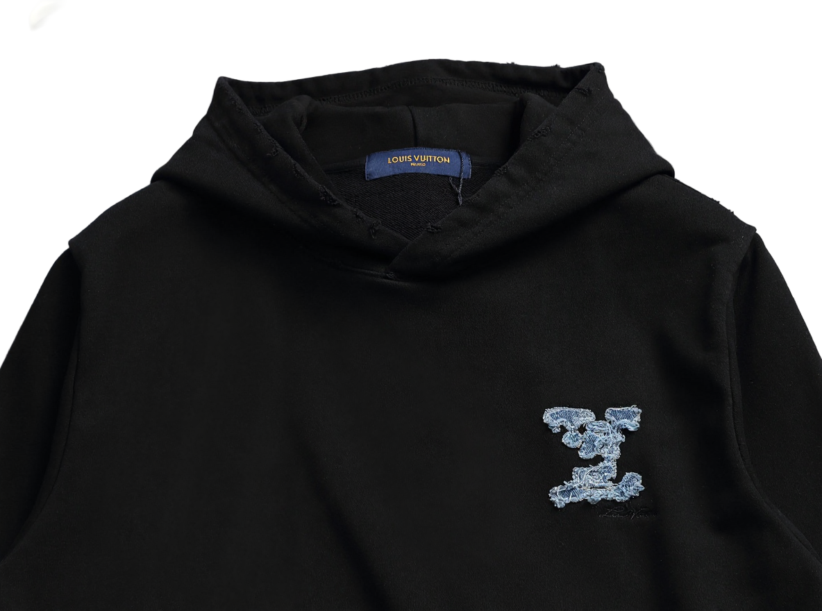 Louis Vuitton Black Gradient Hoodie with Blue LV Patch - image 4