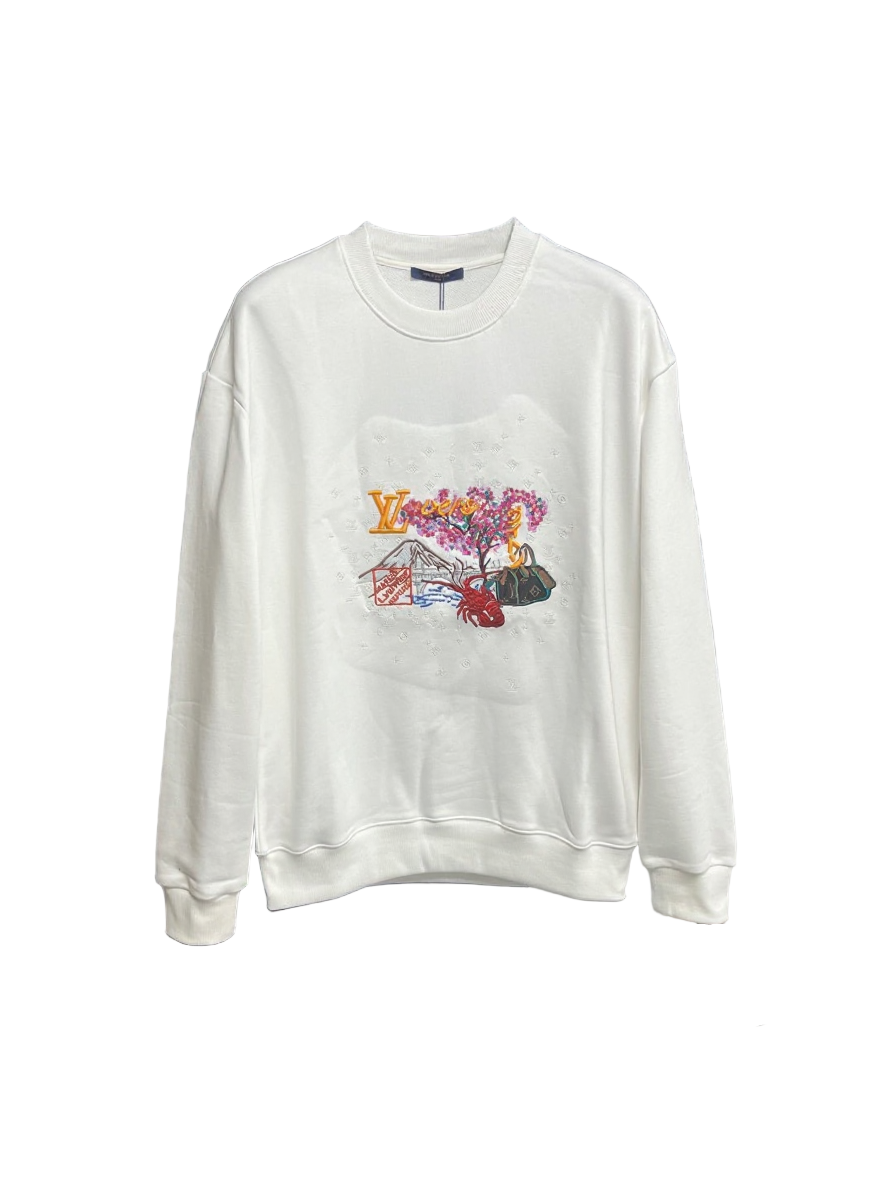 Louis Vuitton White Embroidered “LV Lovers” Jumper