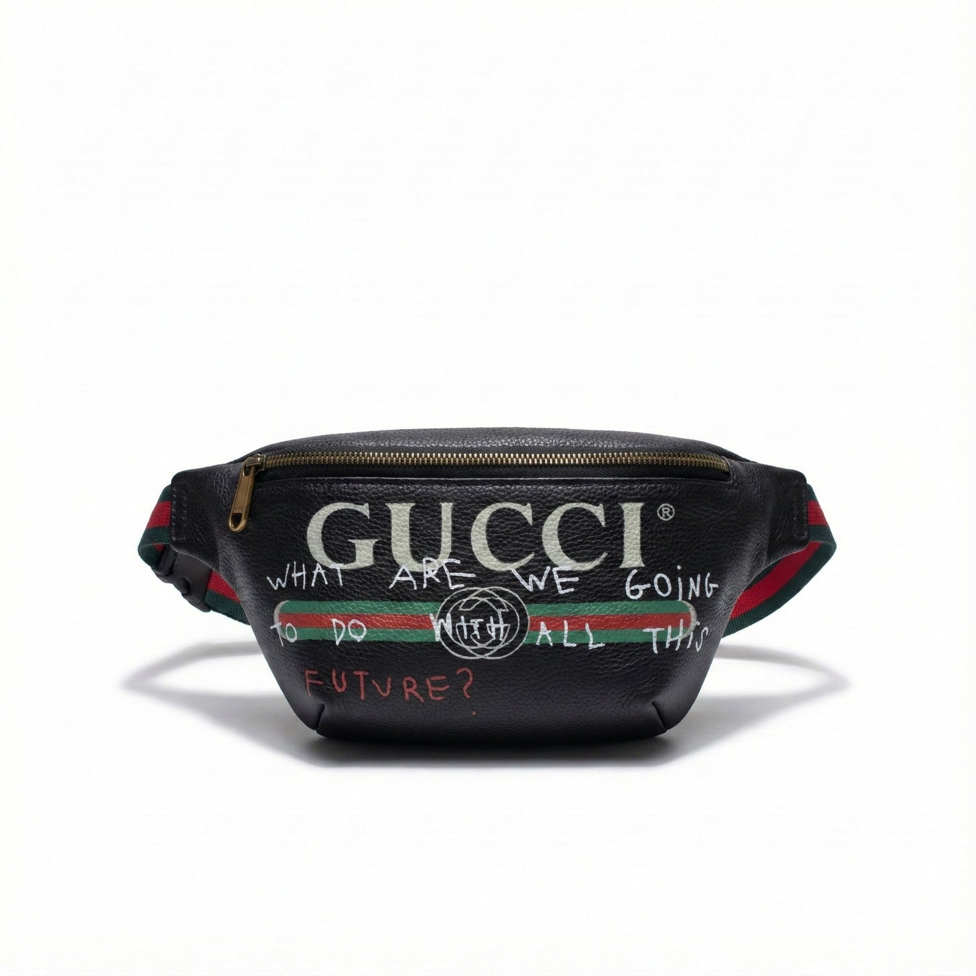 Gucci Logo Graffiti Leather Belt Bag - image 9