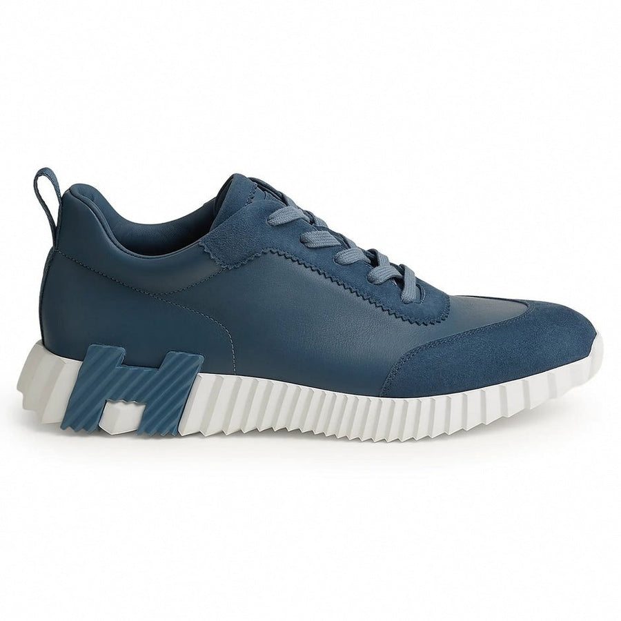 Hermes Bouncing Sneaker in Blue Calfskin and Suede