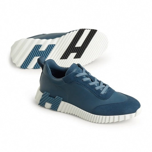 Hermes Bouncing Sneaker in Blue Calfskin and Suede - image 5